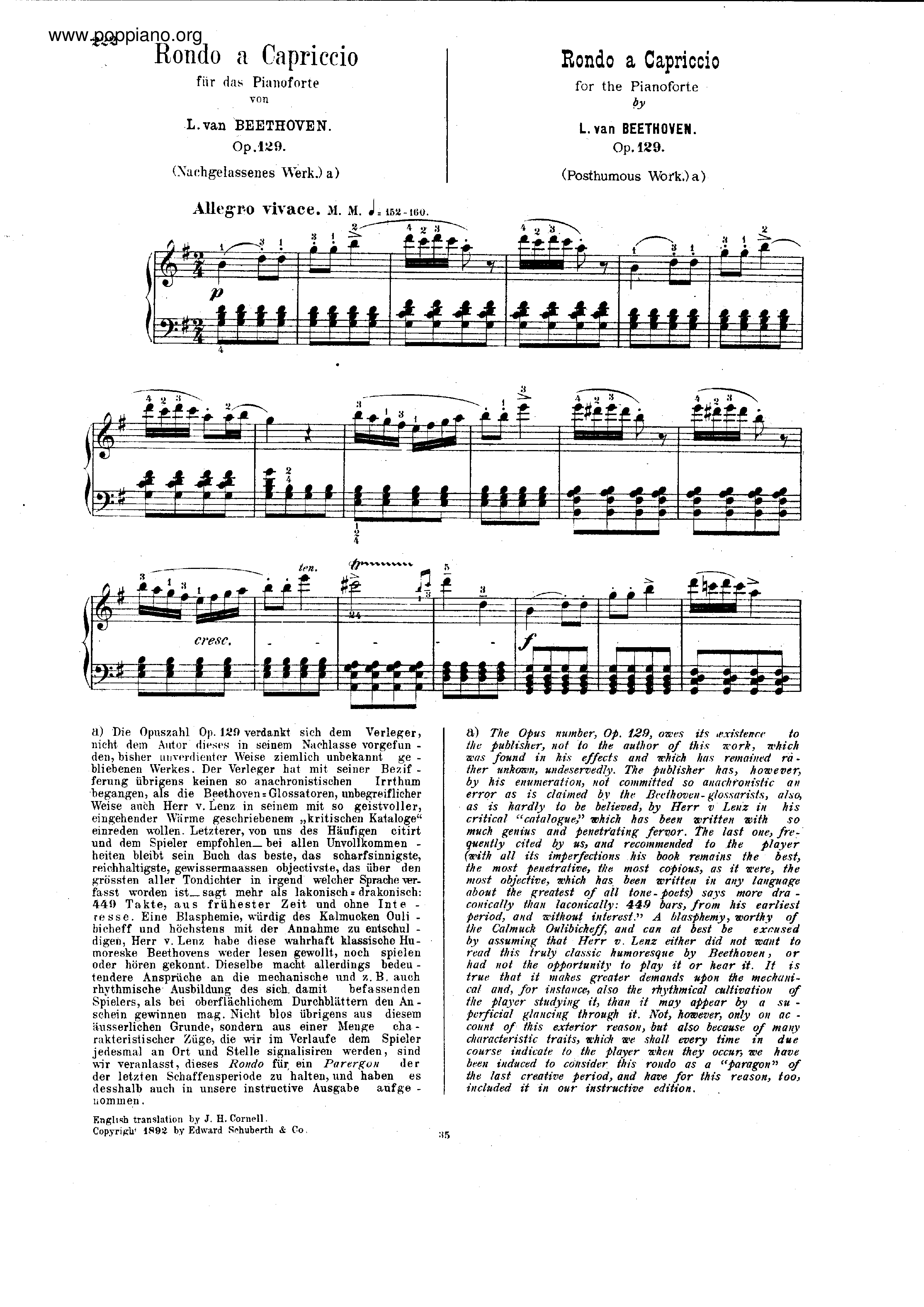 Rondo a Capriccio Op. 129 Score