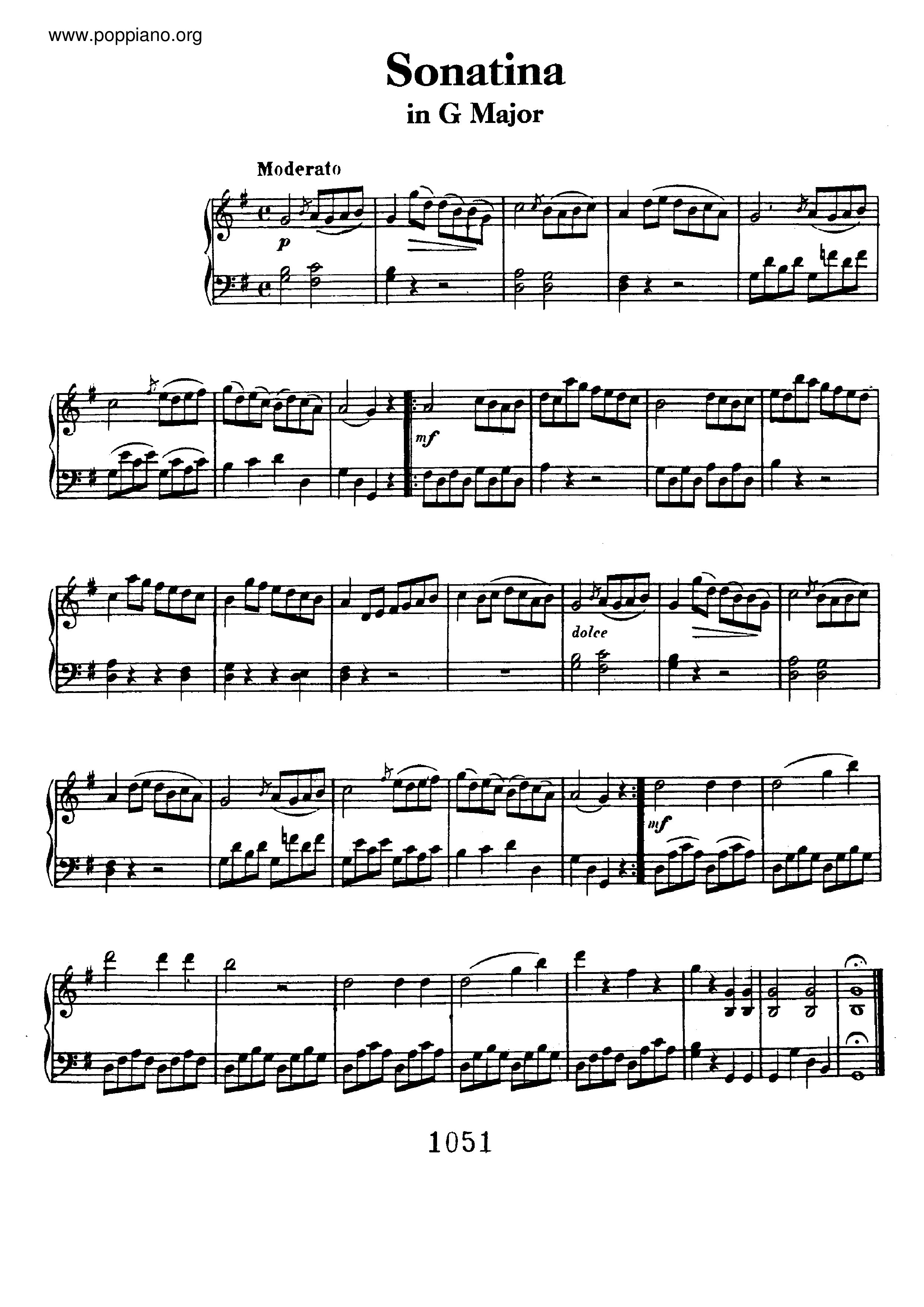 Sonatina in G AnH 5琴谱