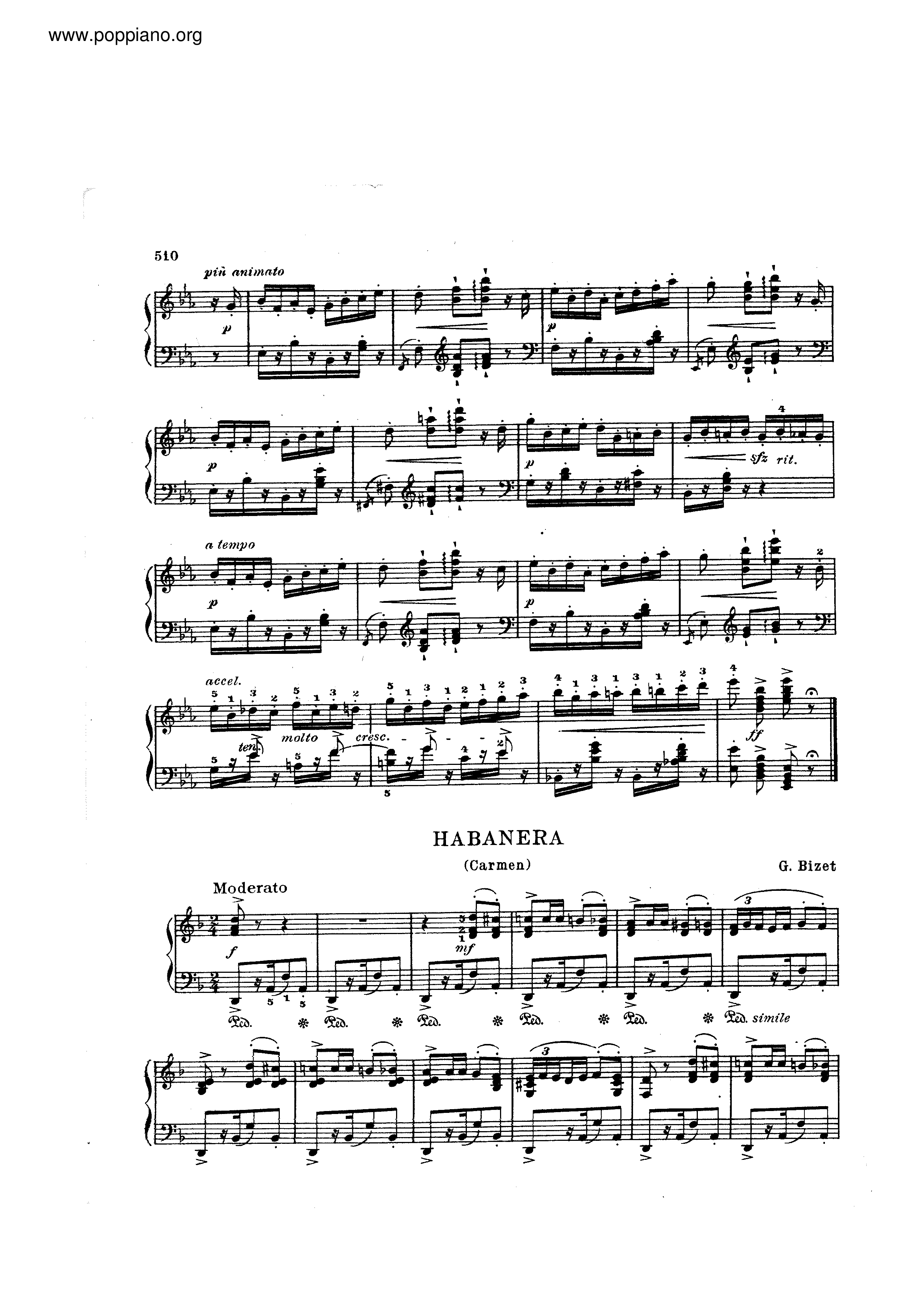 Carmen - Habaneraピアノ譜