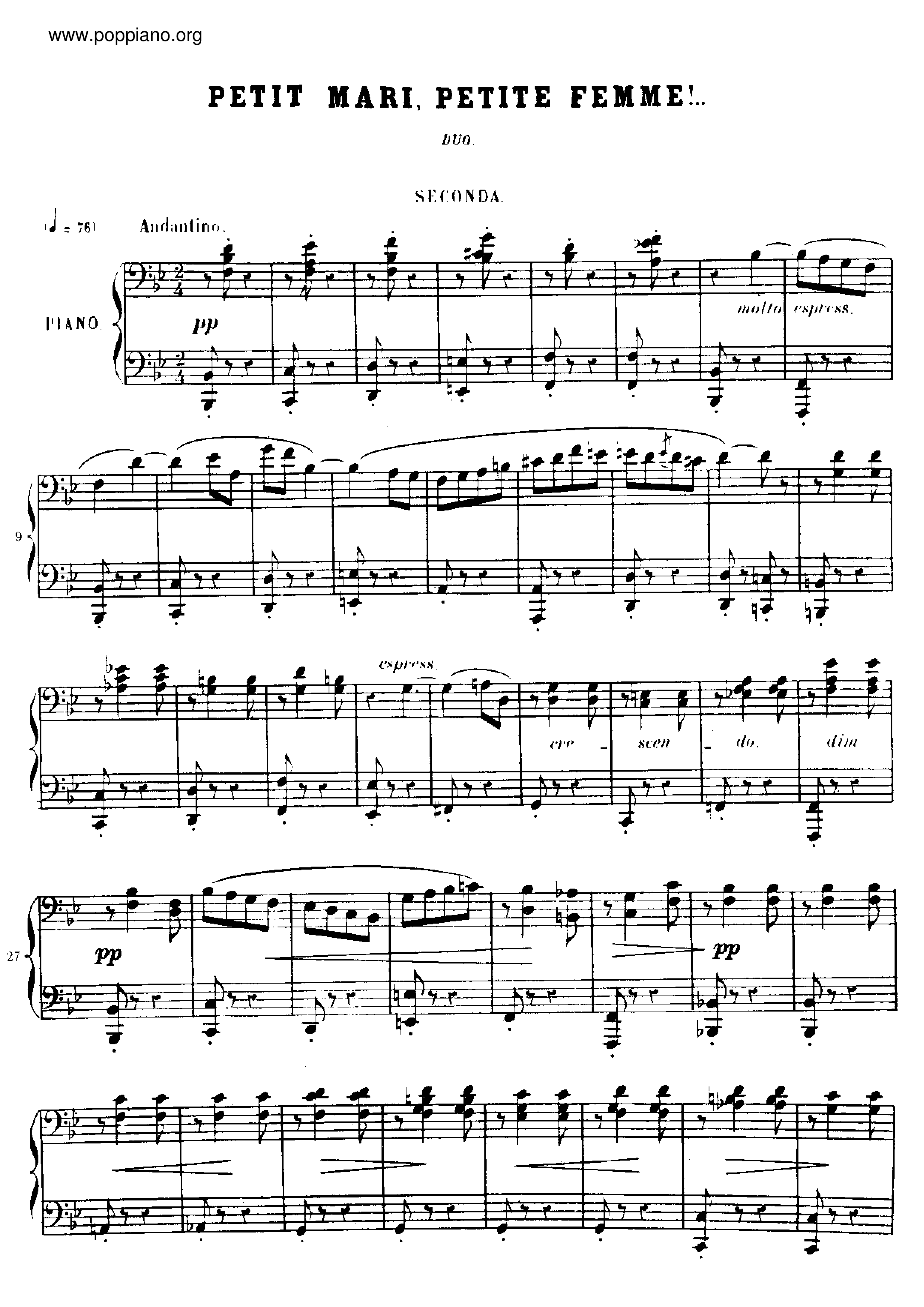 No.11 Petit Mari, Petite Femmeピアノ譜