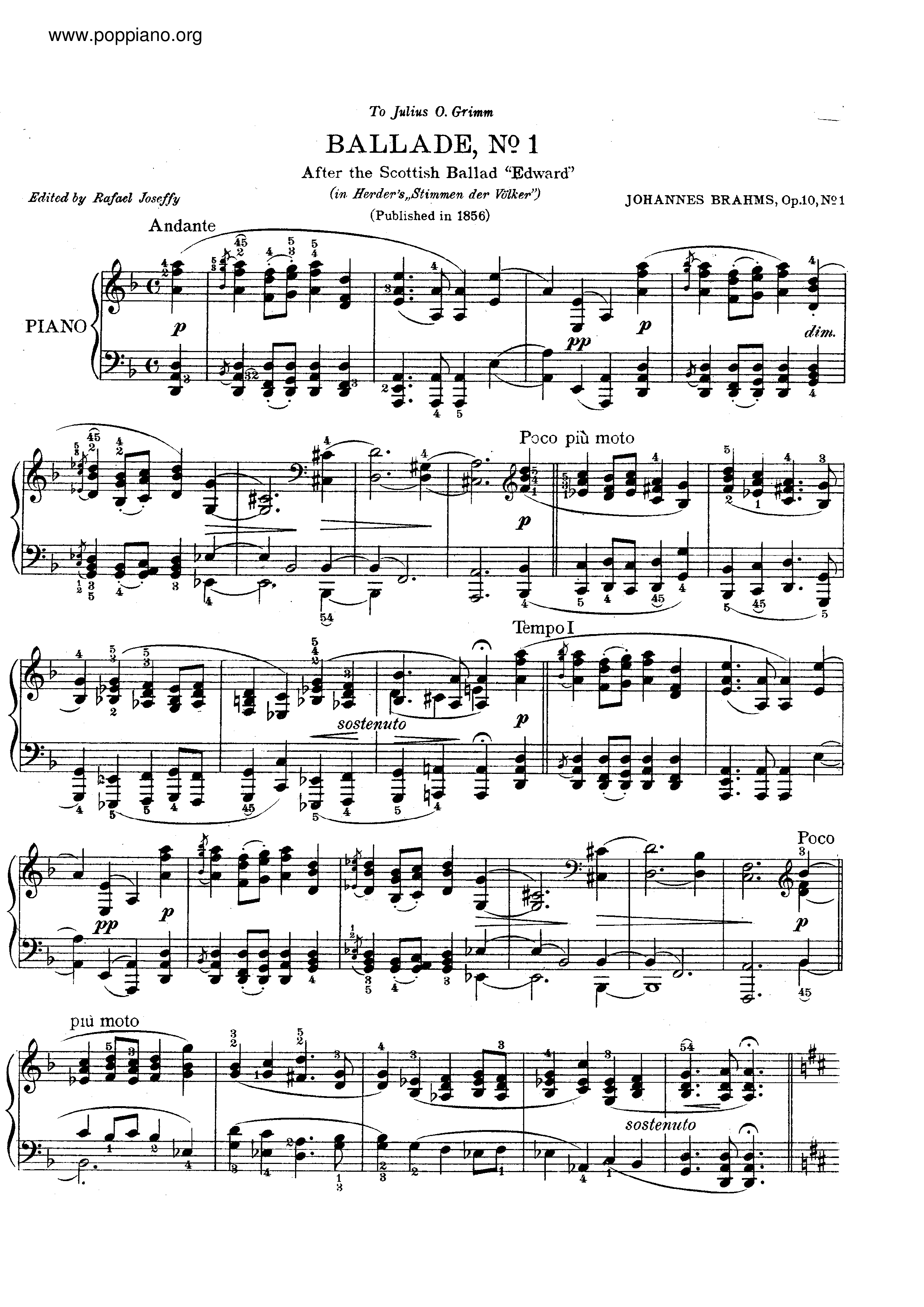 No. 1 in D minor. Andanteピアノ譜
