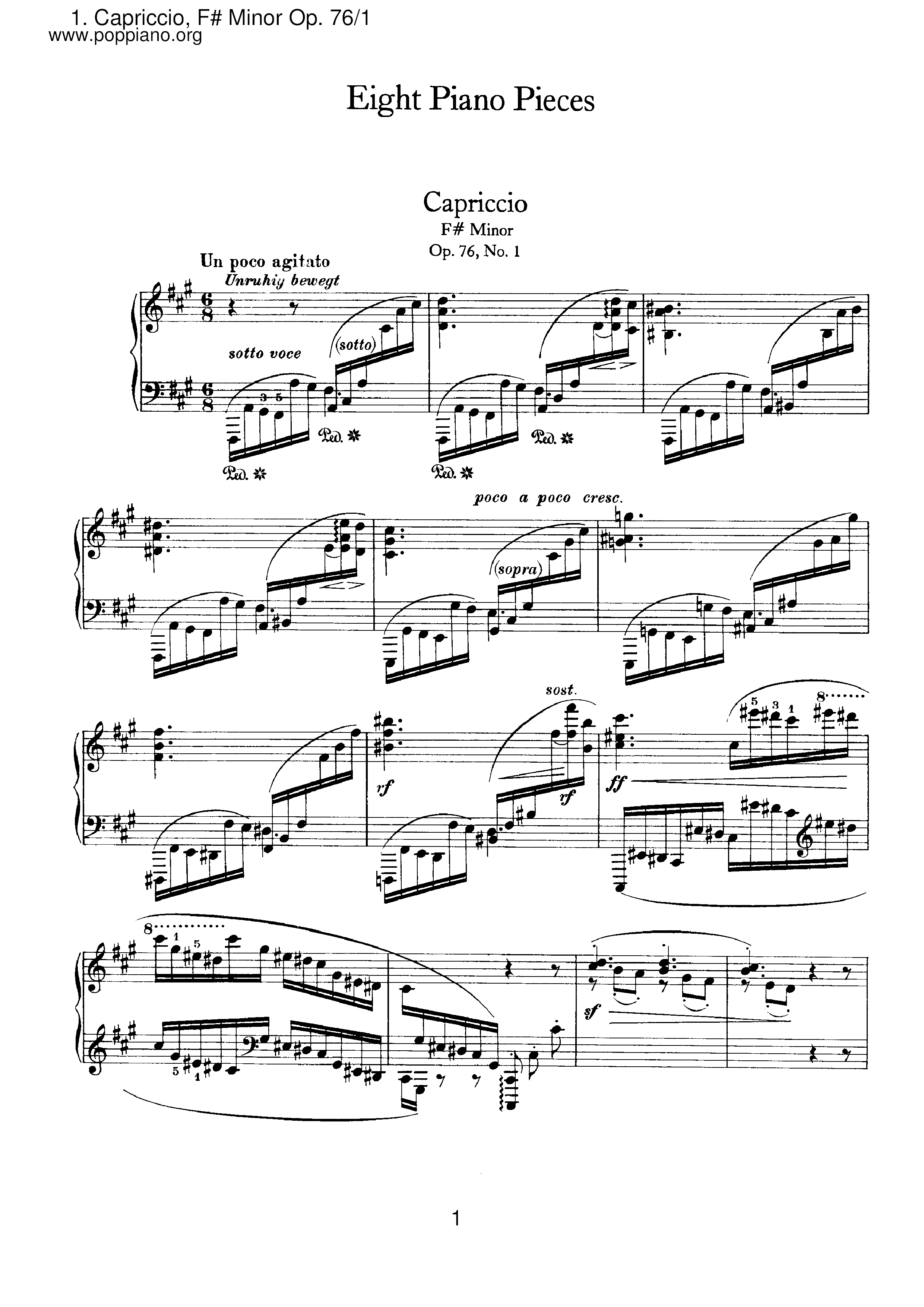 No.1 Capriccio, F# Minor Score