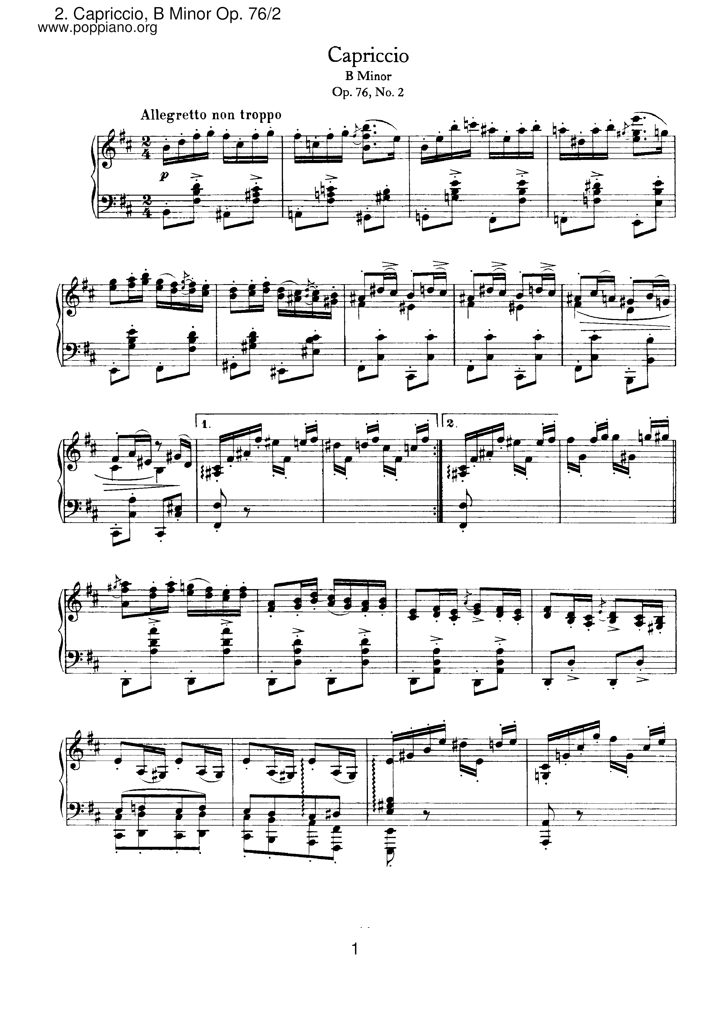 No.2 Capriccio, B Minor Score