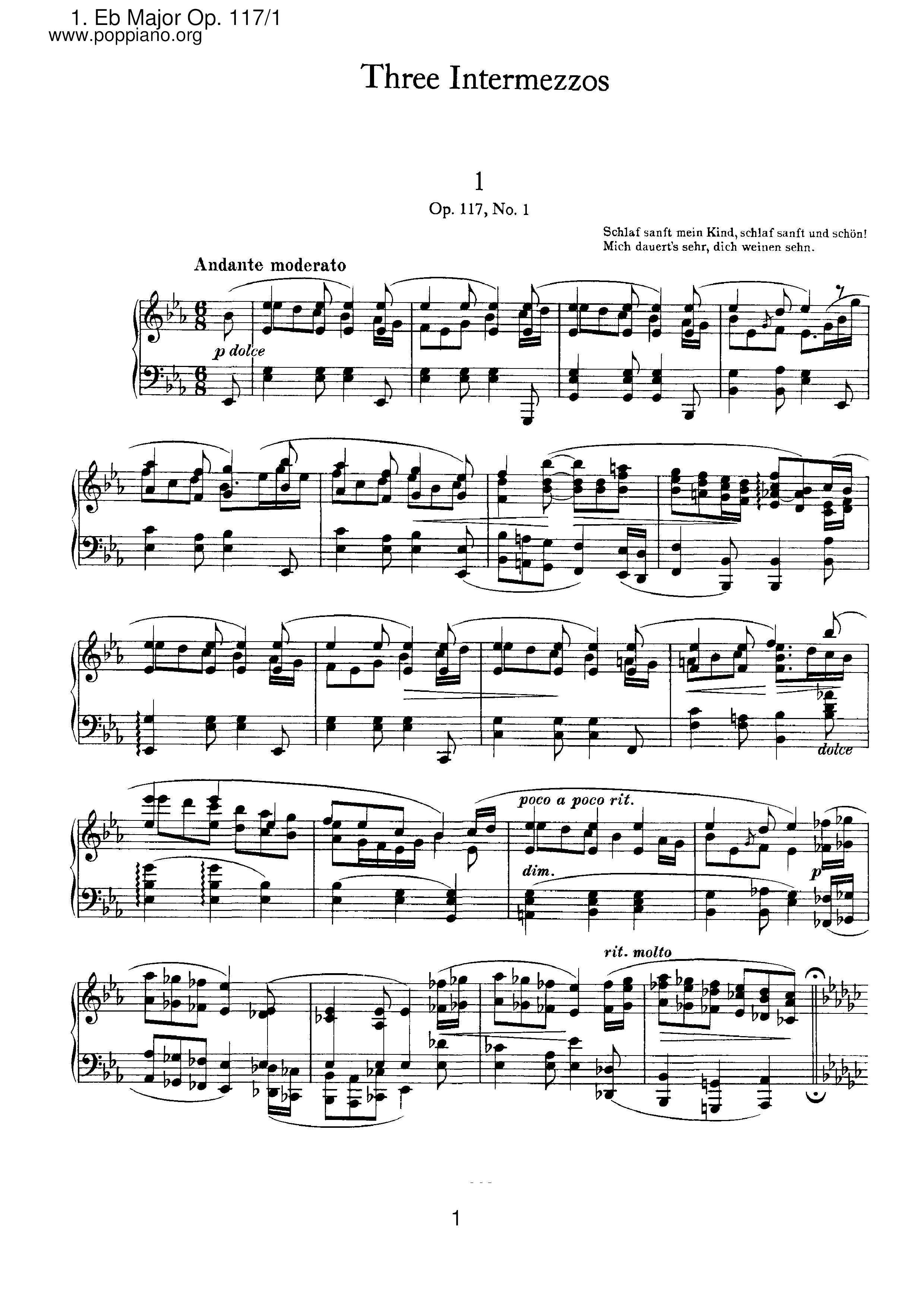 Intermezzo No.1琴谱
