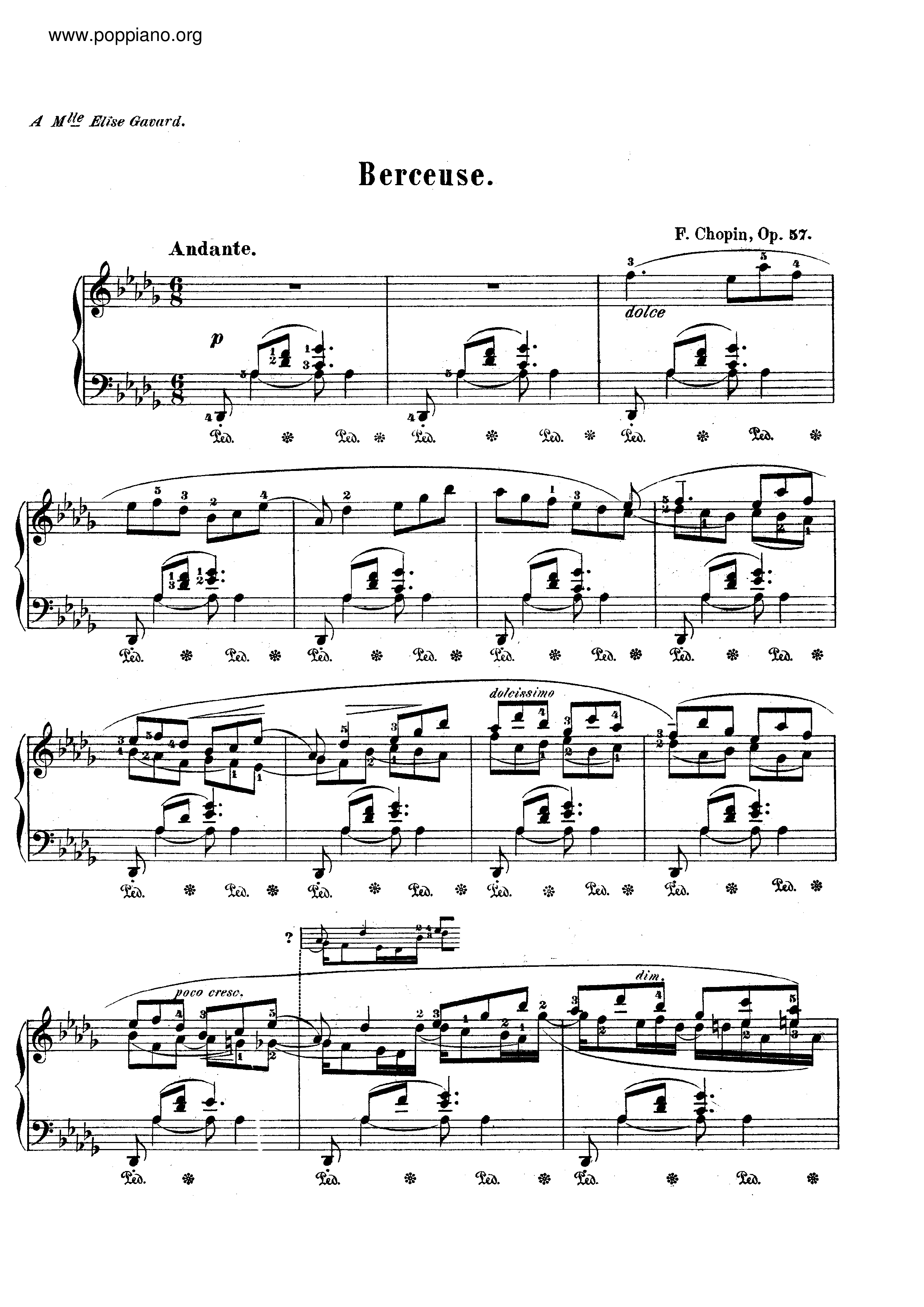Berceuse Op. 57 Score