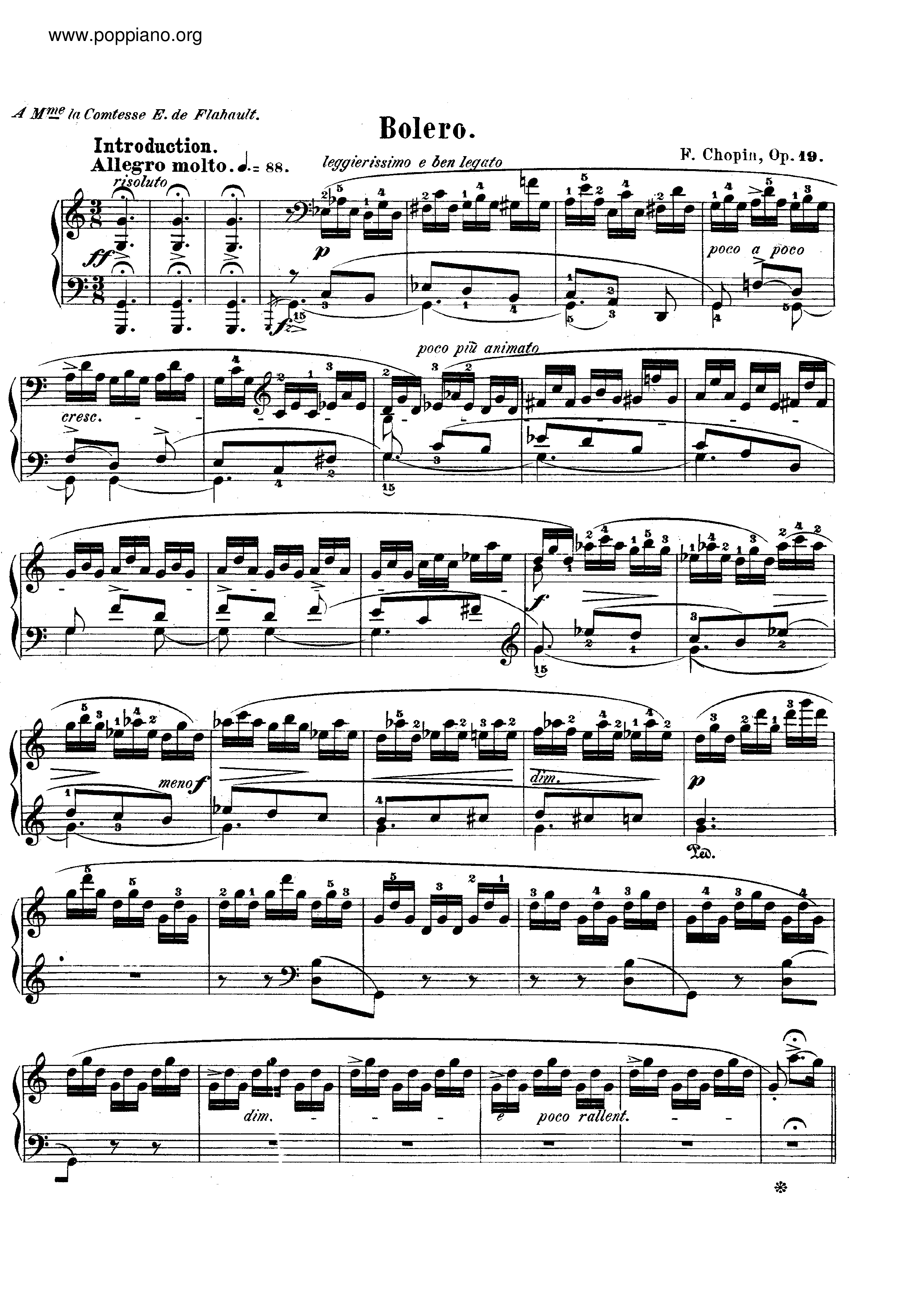 Bolero Op. 19琴谱