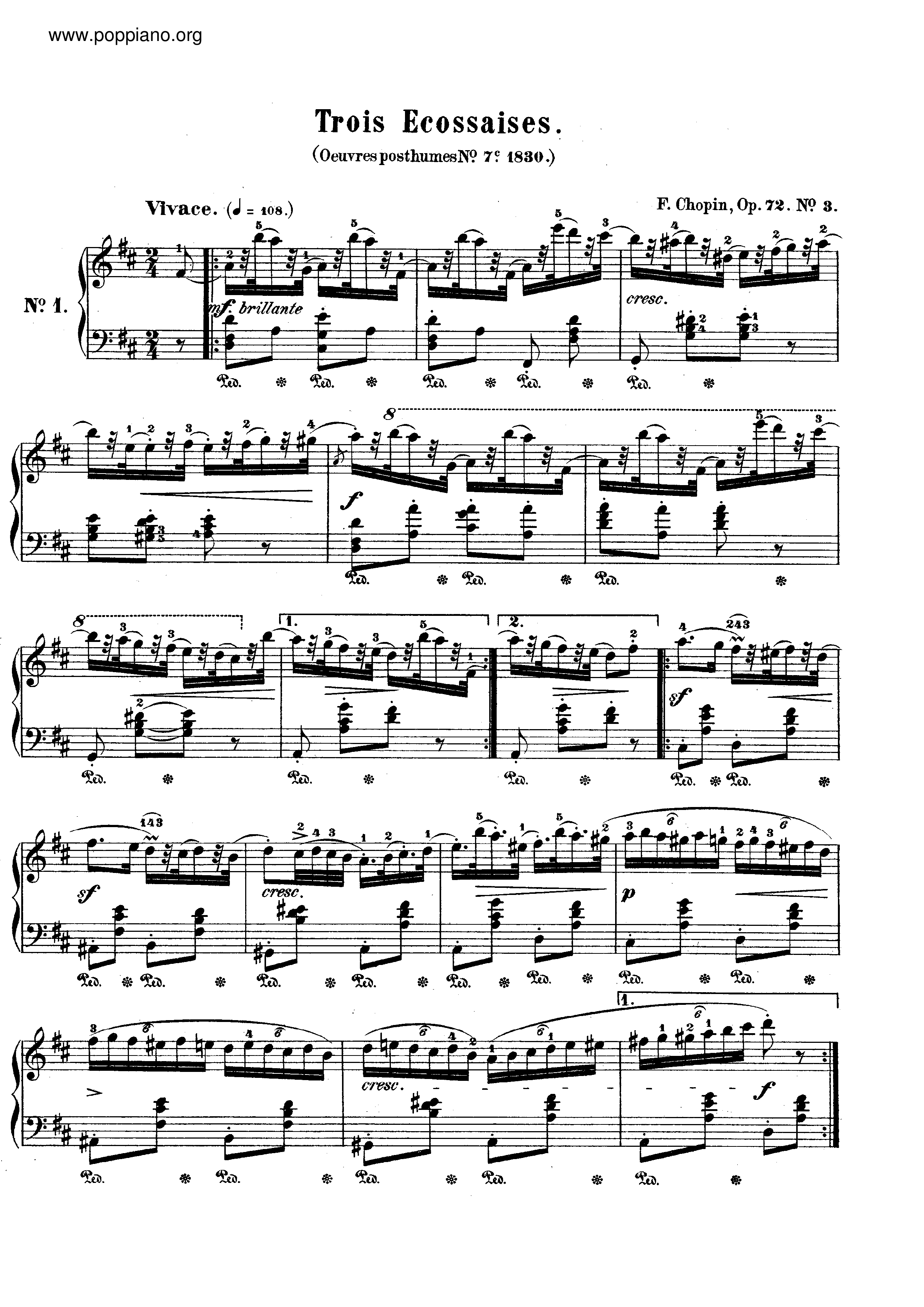 Ecossaises Op. 72 No. 3琴譜