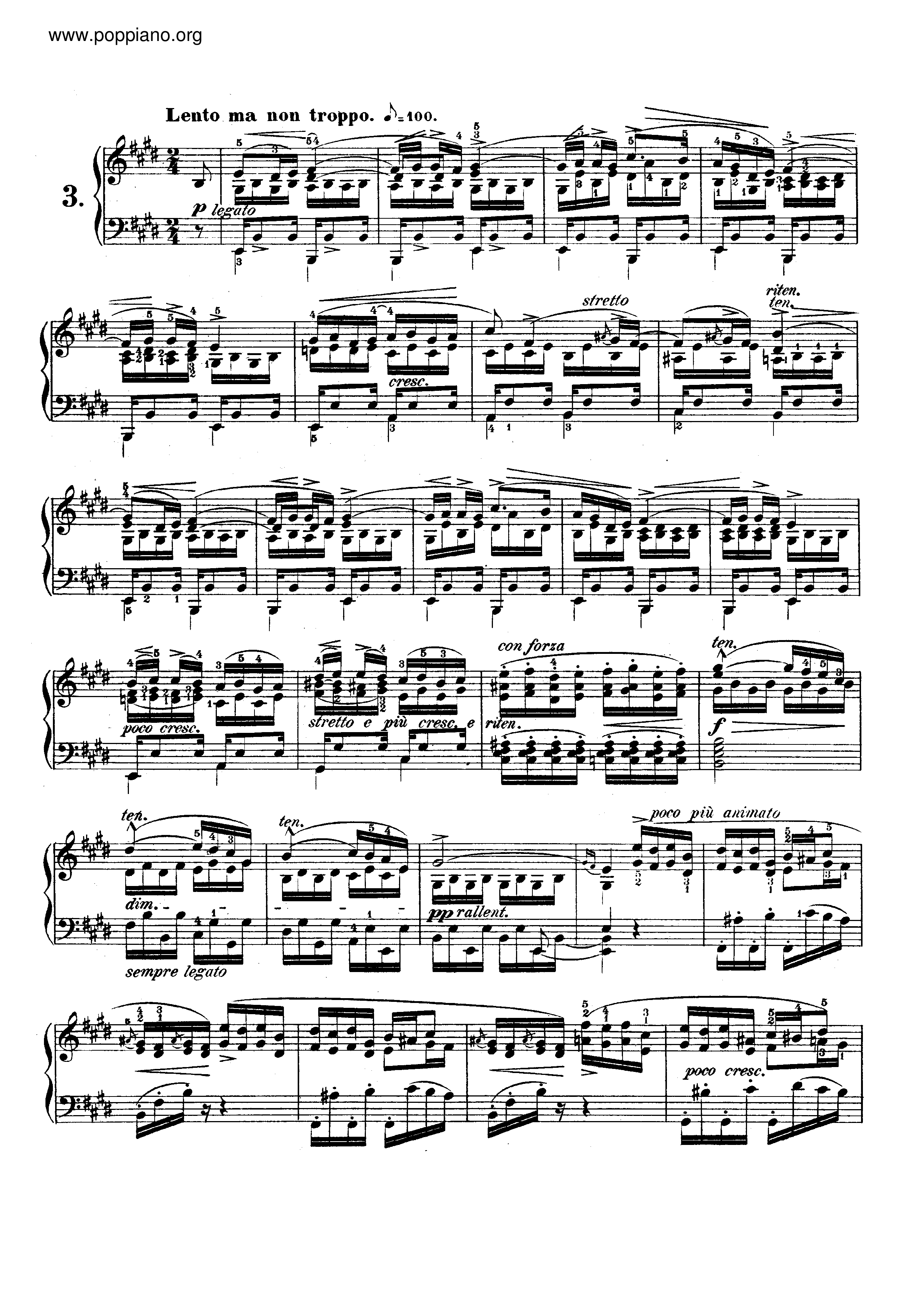 Op. 10, Etude No. 3 離別曲琴譜