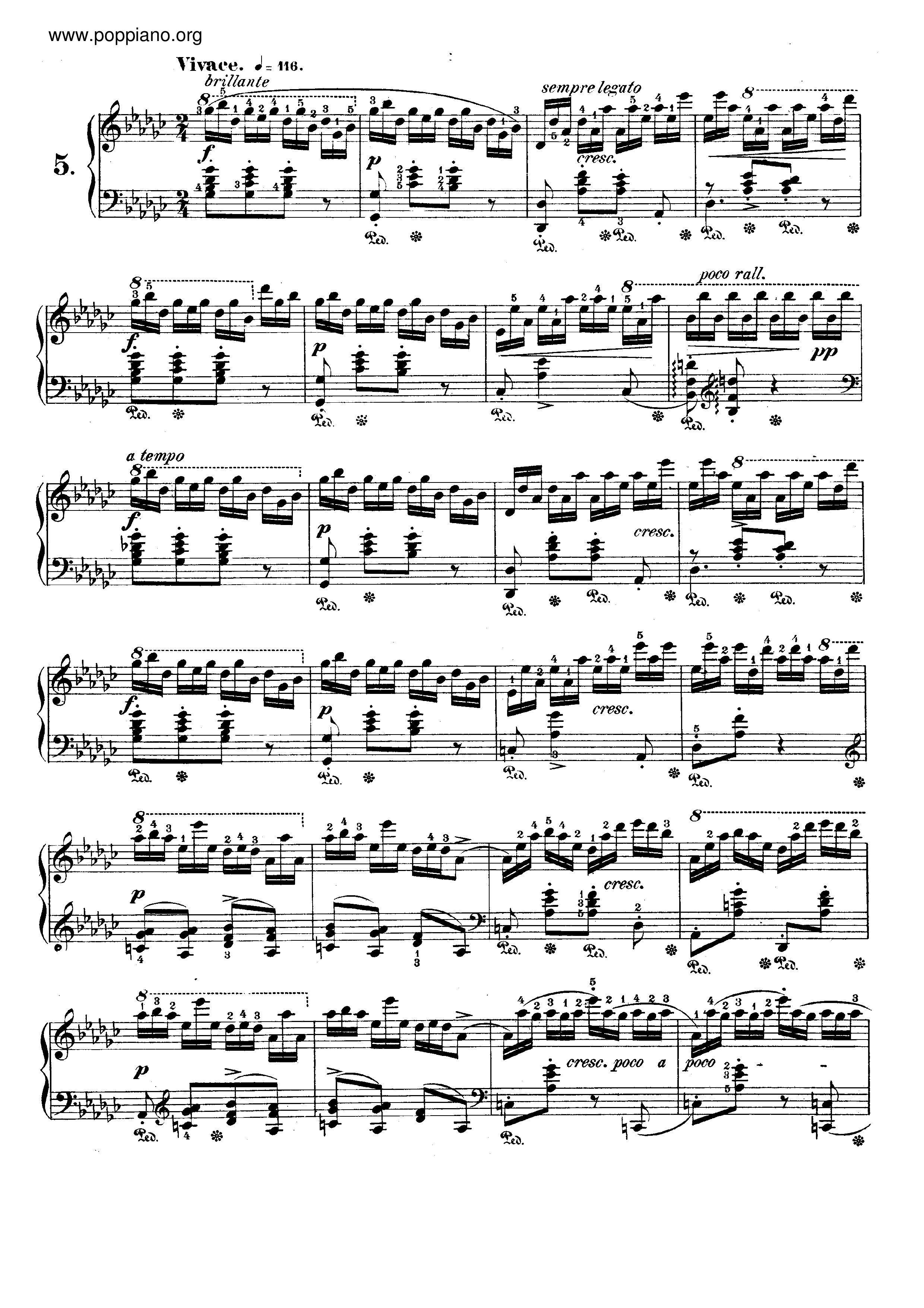 Op. 10, Etude No. 5 (Black Keys)琴譜