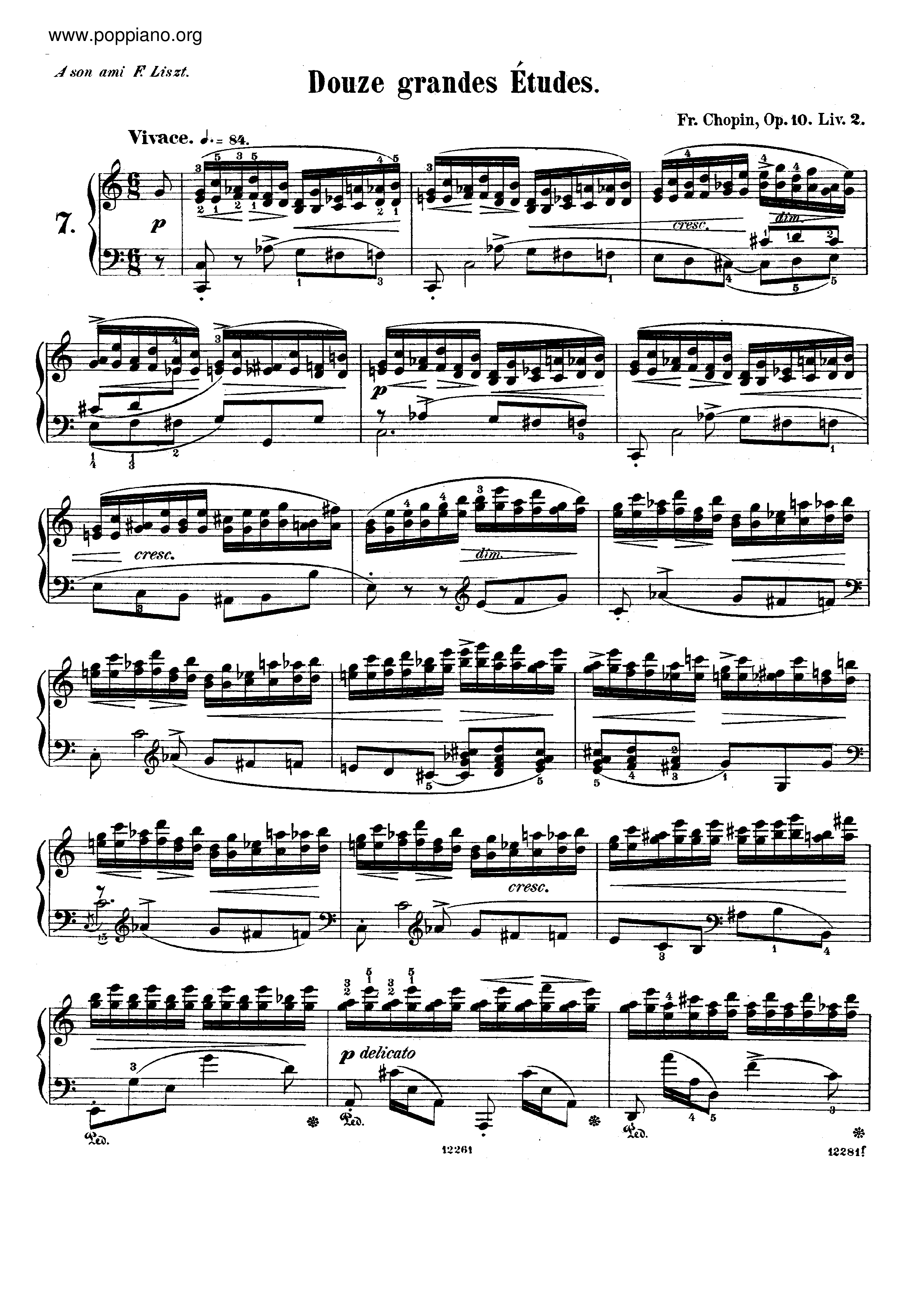 Op. 10, Etude No. 7 Score