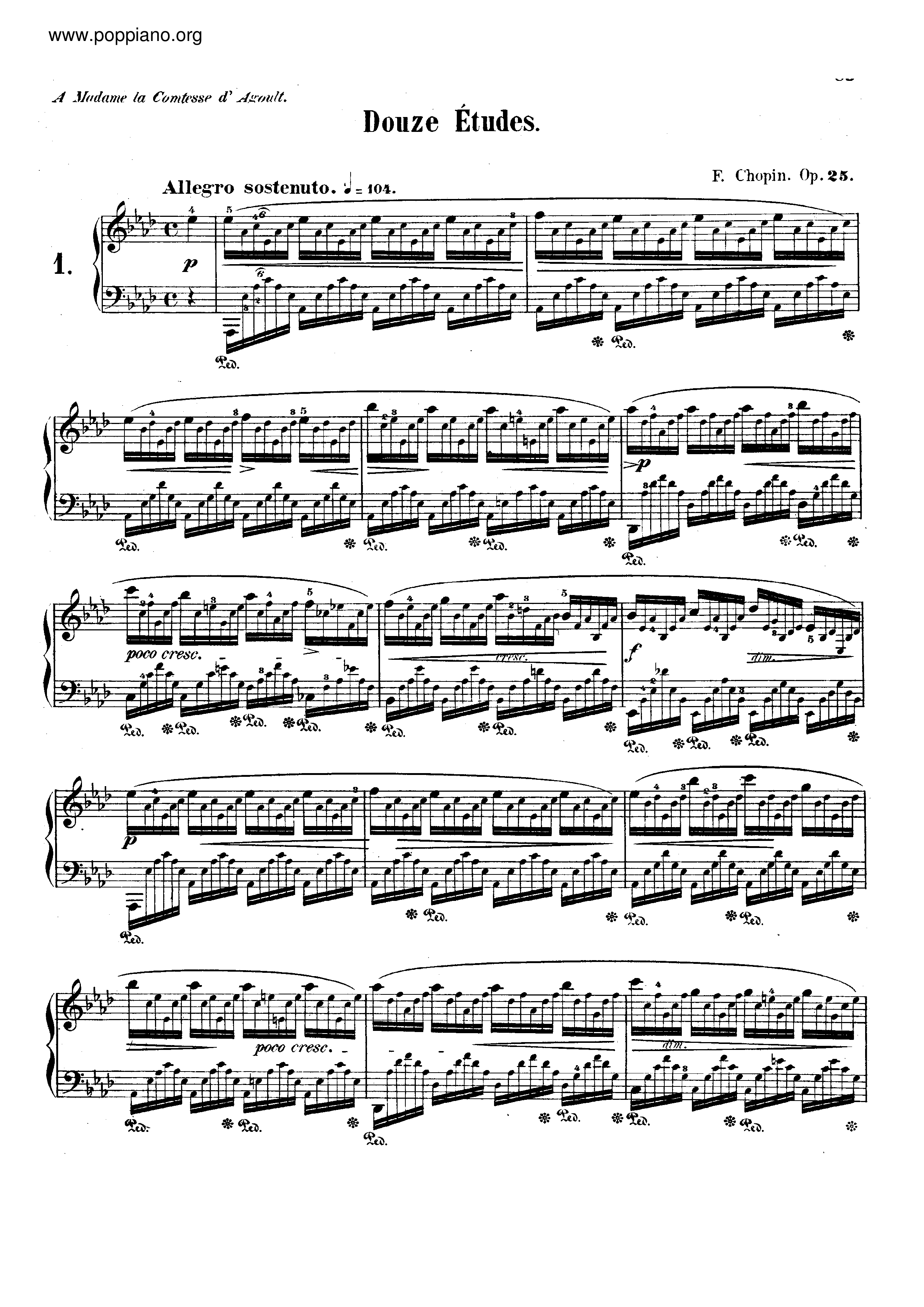 Op. 25, Etude No. 1琴譜