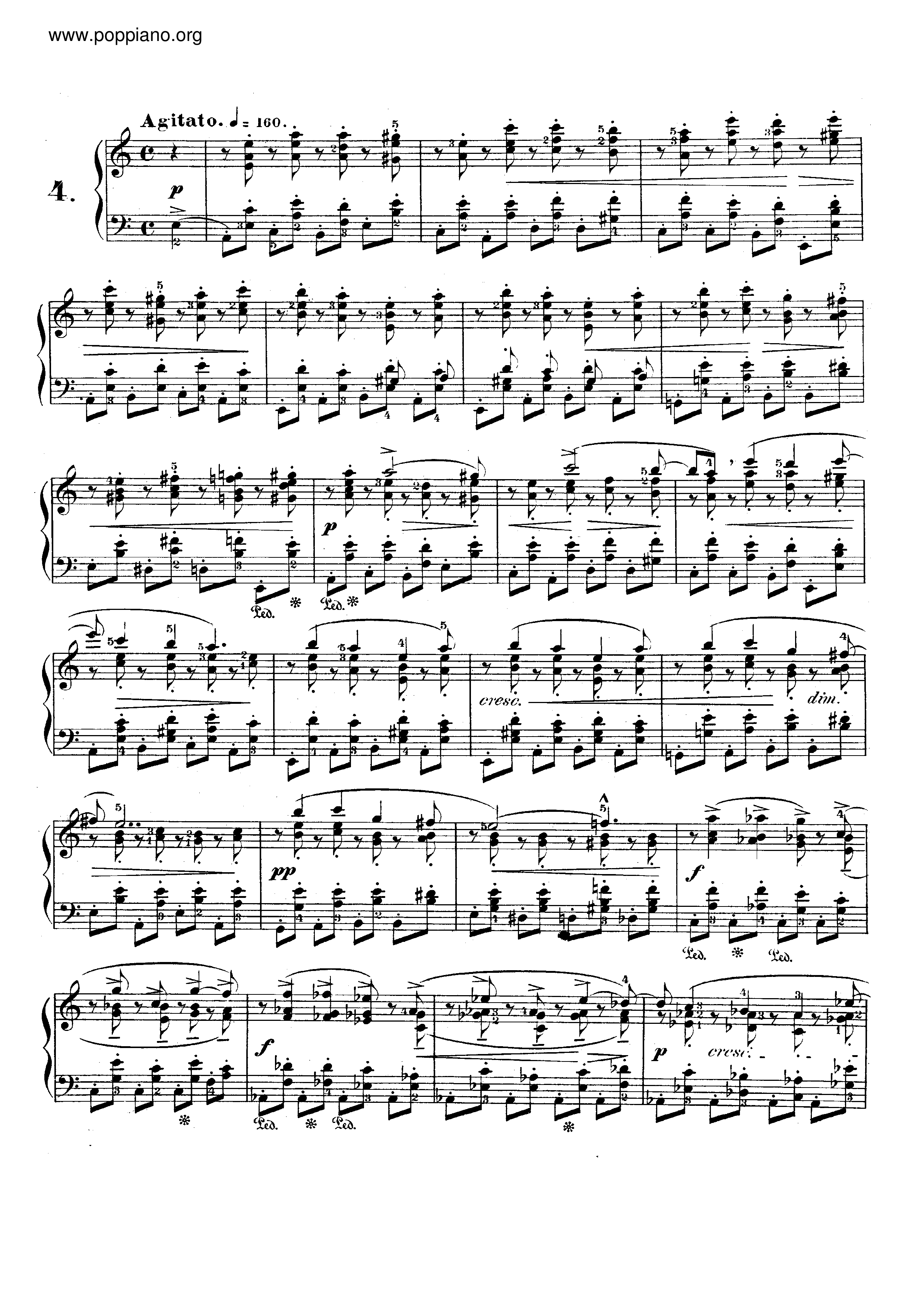 Op. 25, Etude No. 4琴譜