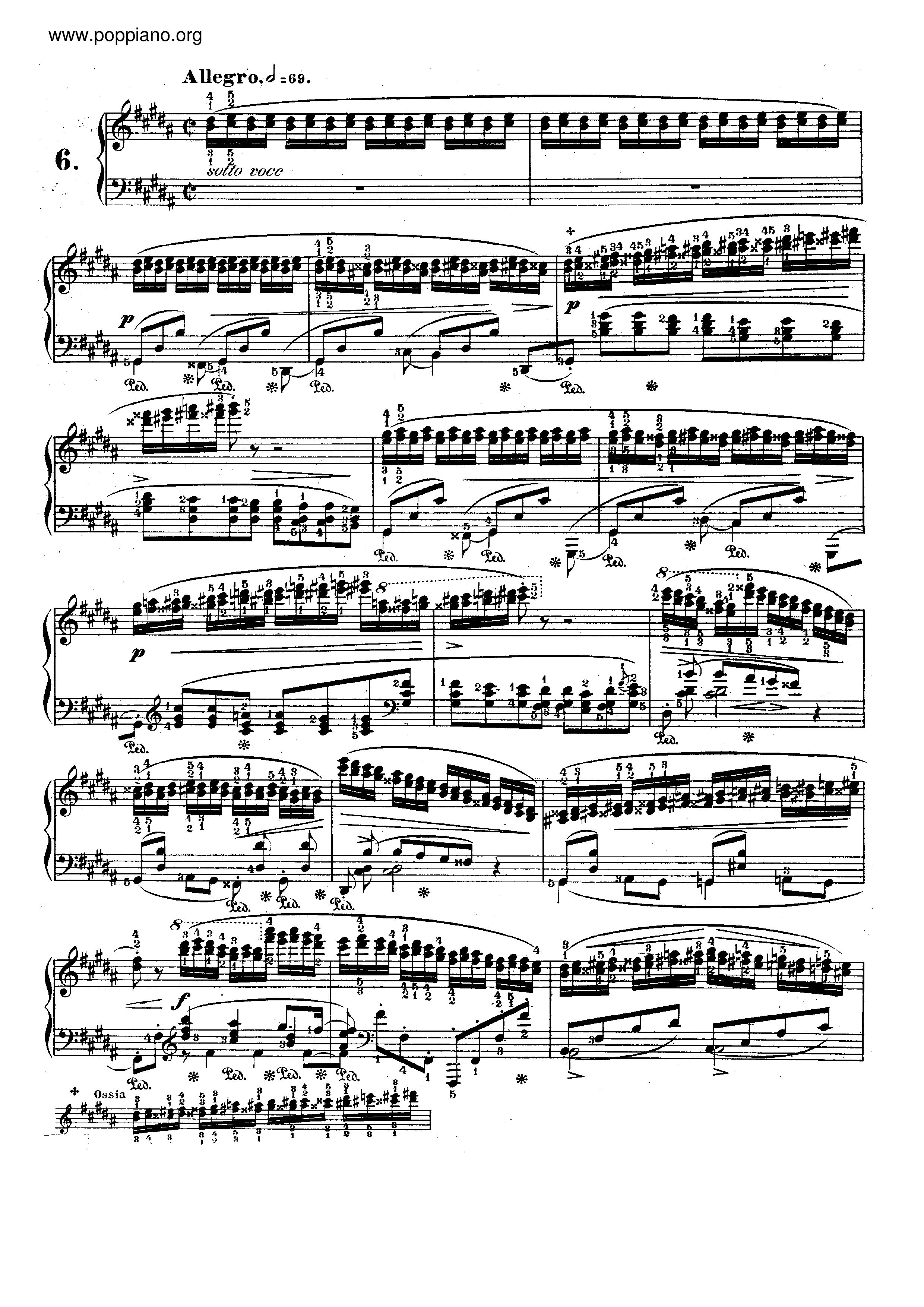 Op. 25, Etude No. 6ピアノ譜