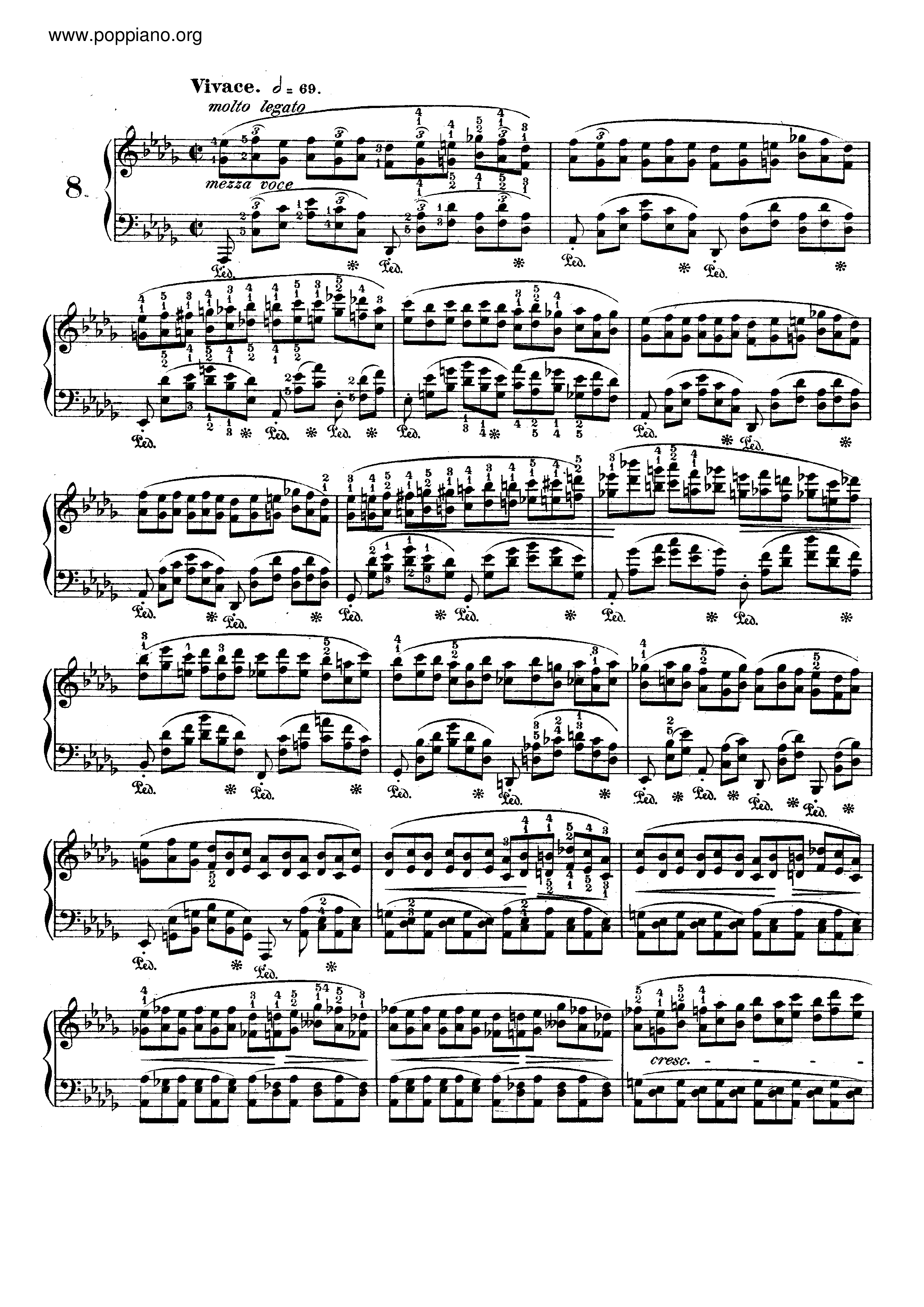 Op. 25, Etude No. 8 Score