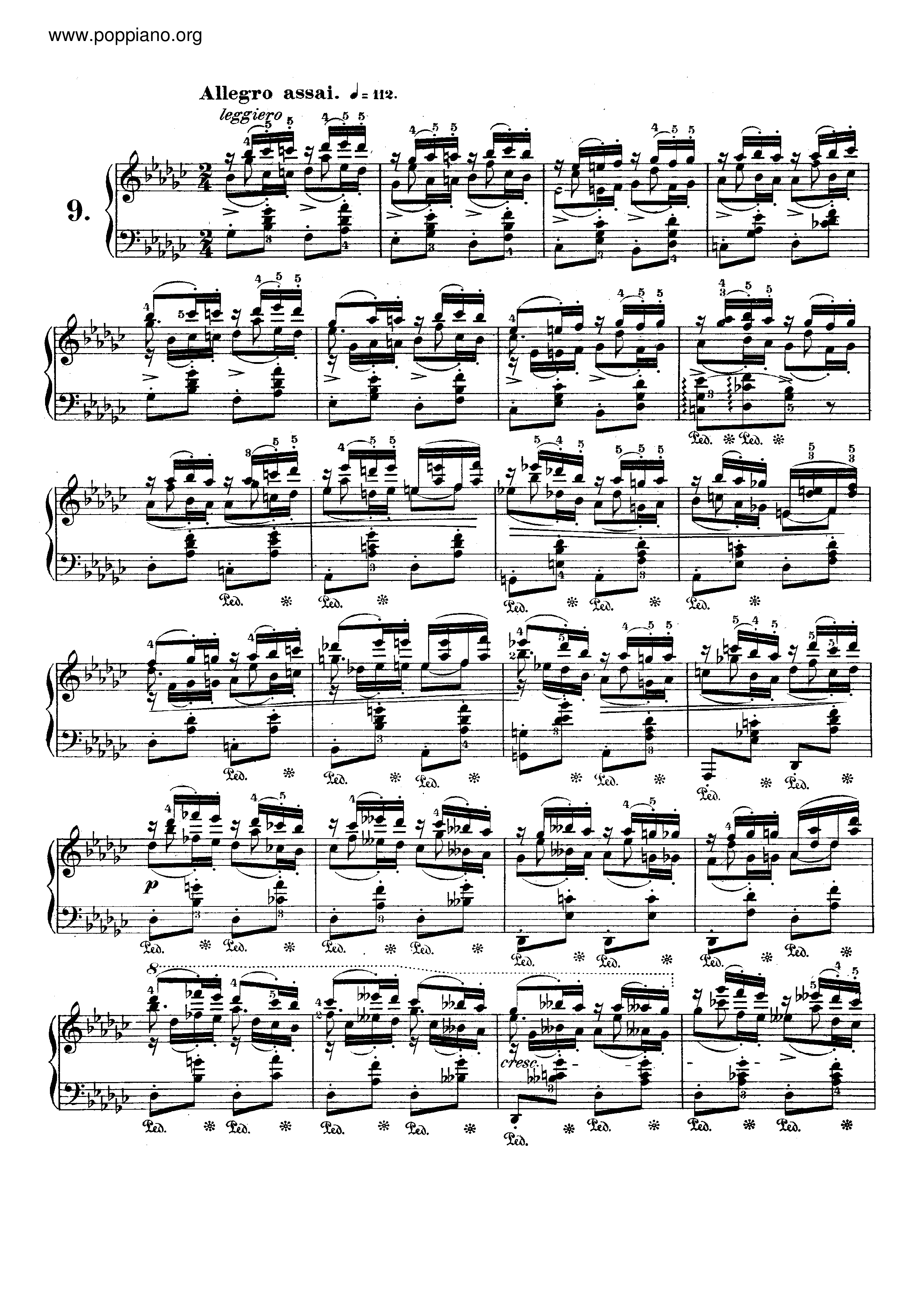 Op. 25, Etude No. 9ピアノ譜