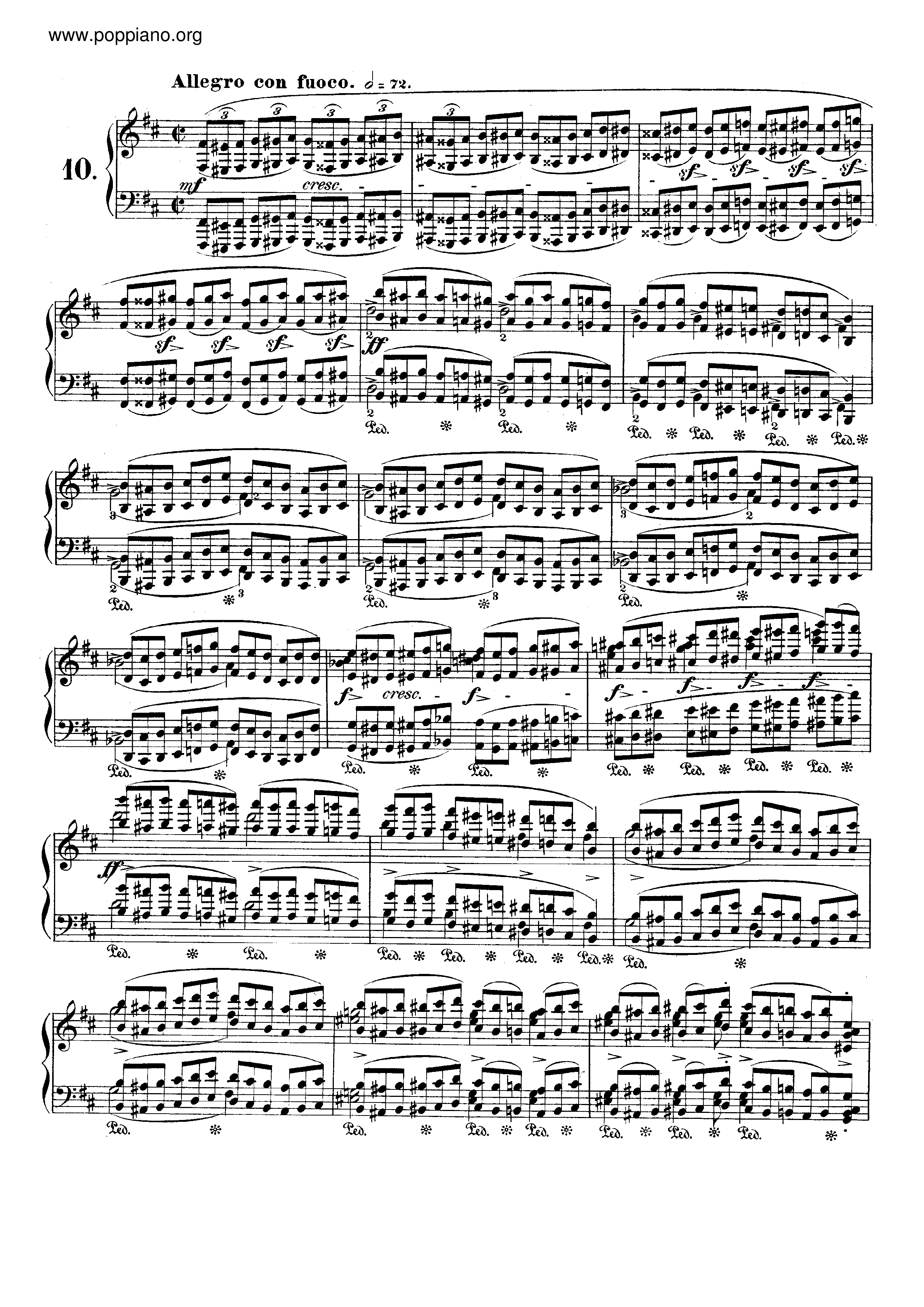 Op. 25, Etude No. 10 Score