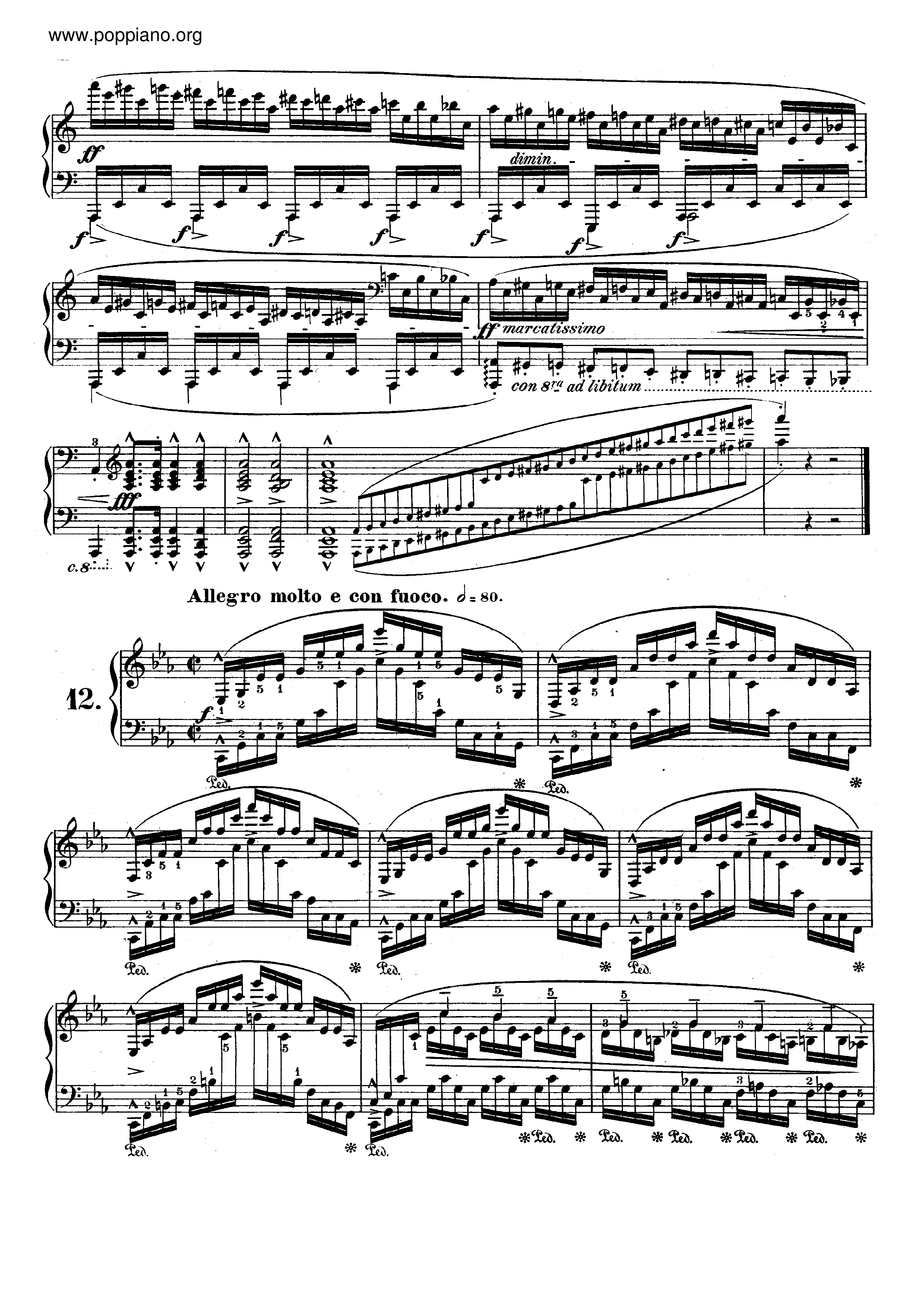 Op. 25, Etude No. 12 Score