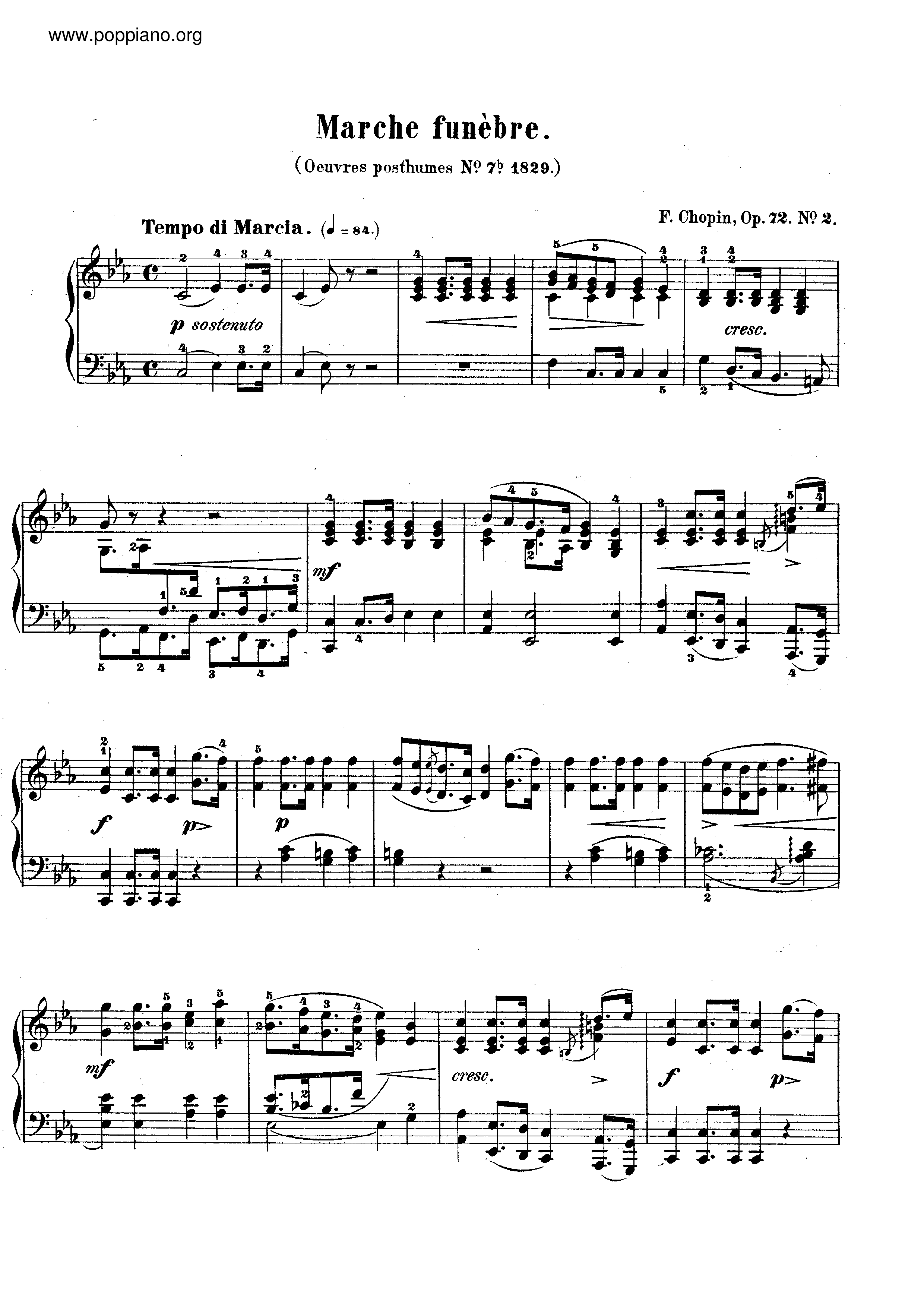 Funeral March Op. 72 No. 2琴譜