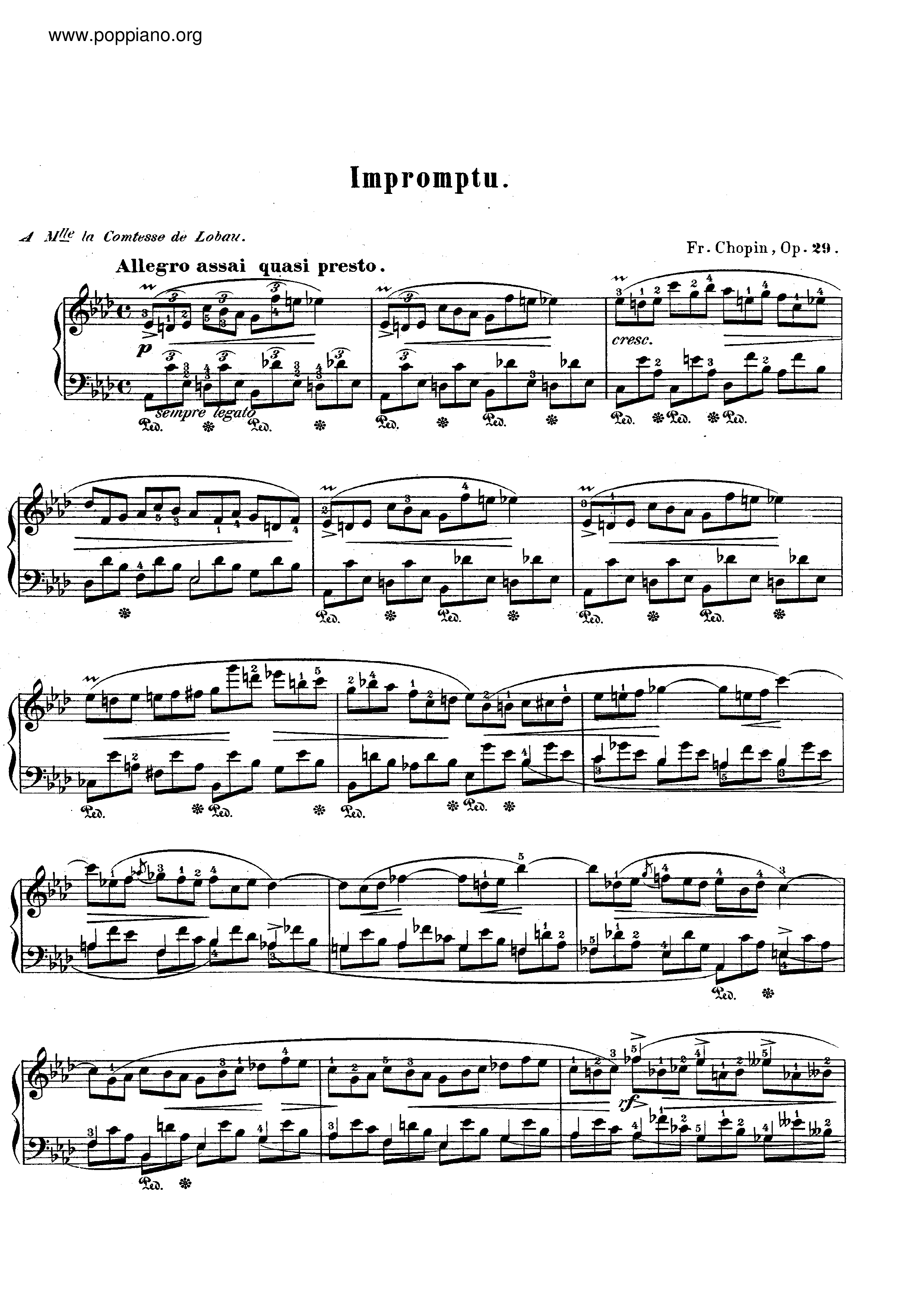 Impromptu, A flat Major, Op. 29 Score