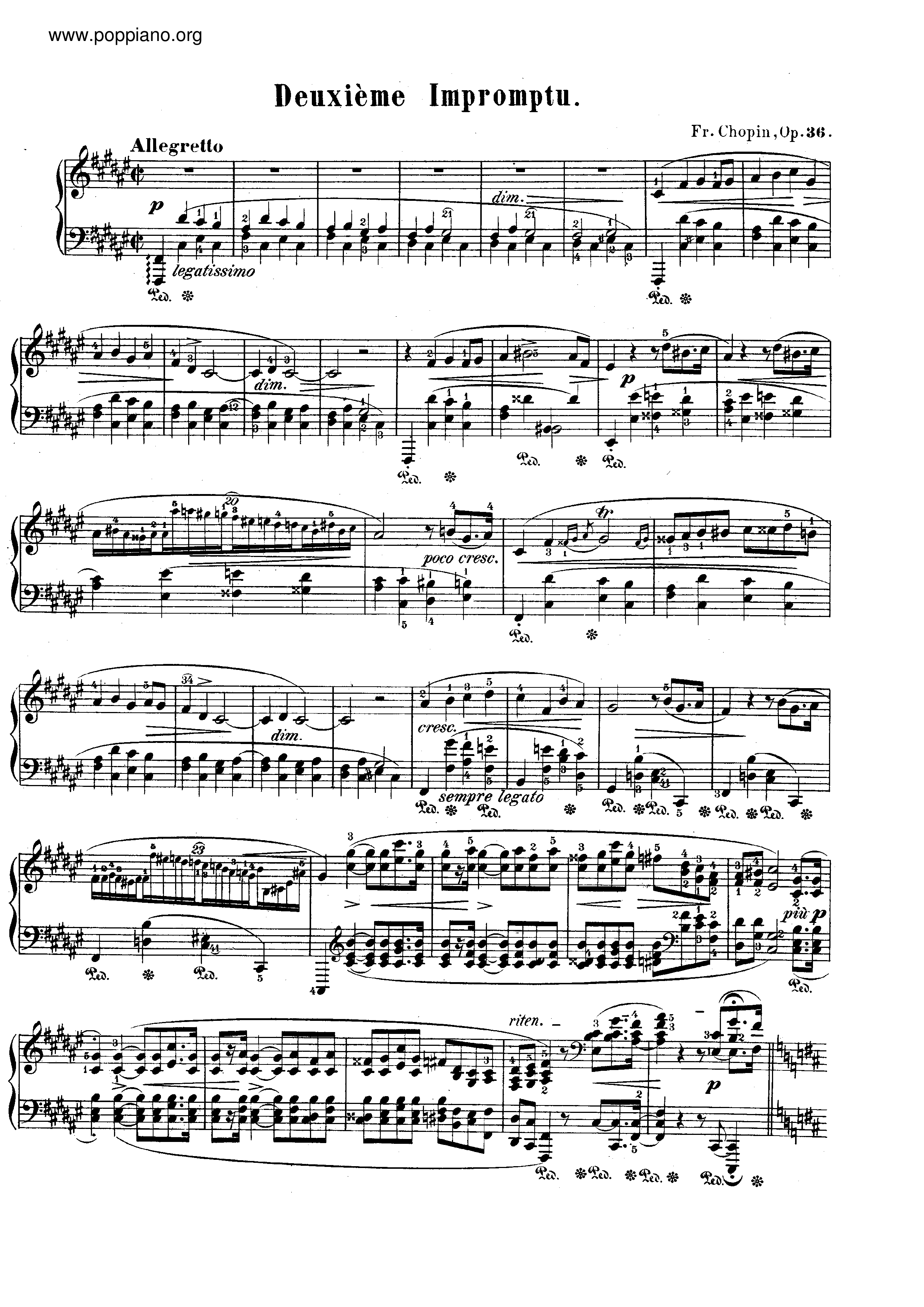 Impromptu, F sharp Major, Op. 36ピアノ譜