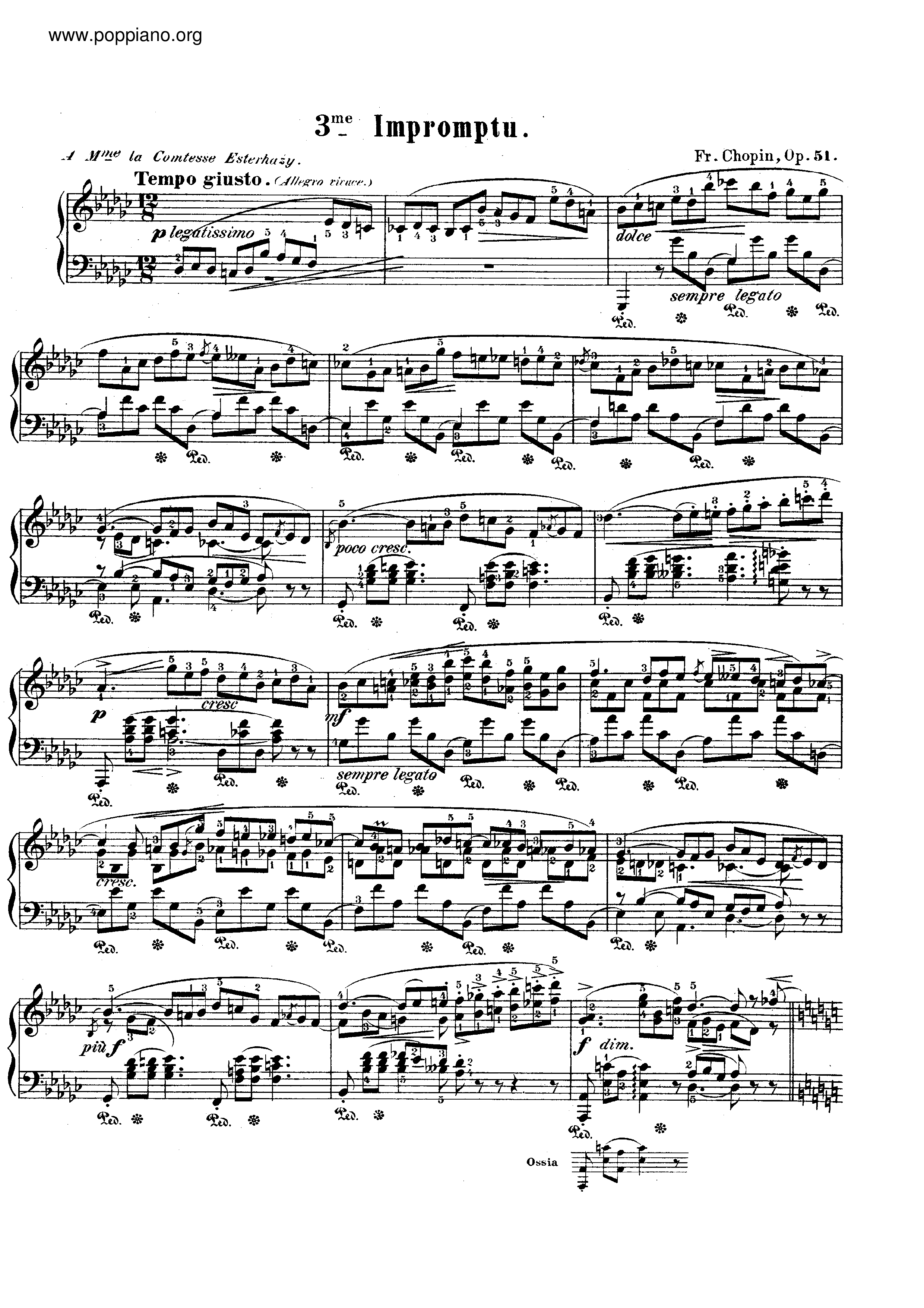 Impromptu, G flat Major, Op. 51琴谱