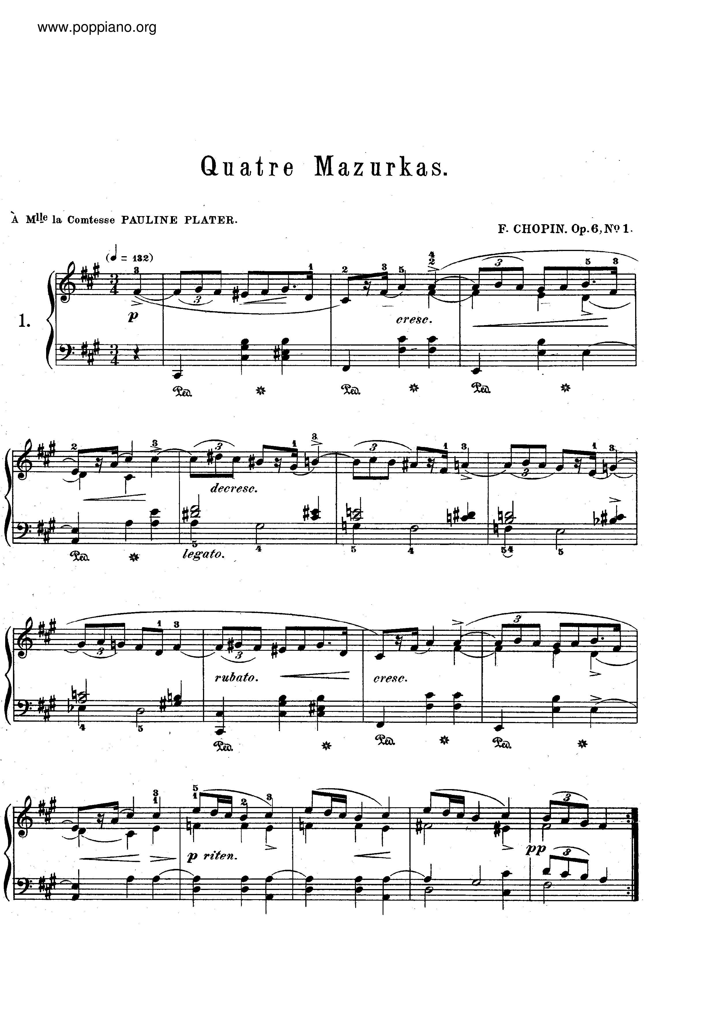 Mazurkas Op. 6ピアノ譜