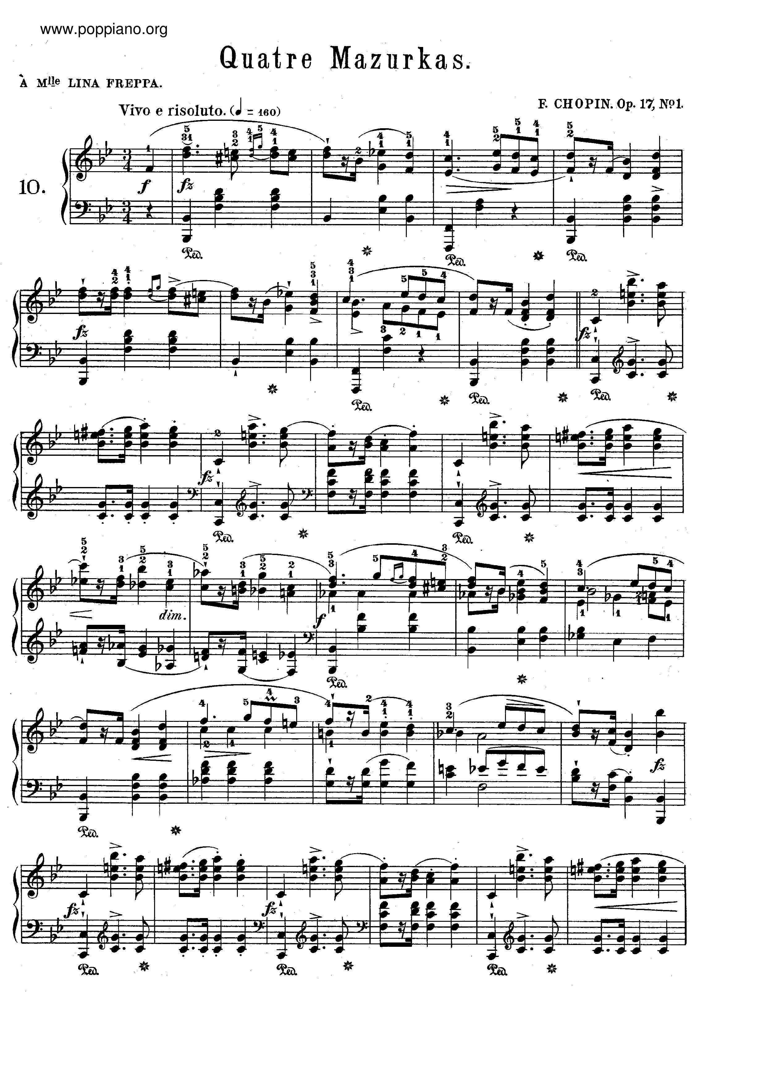 Mazurkas Op. 17琴谱