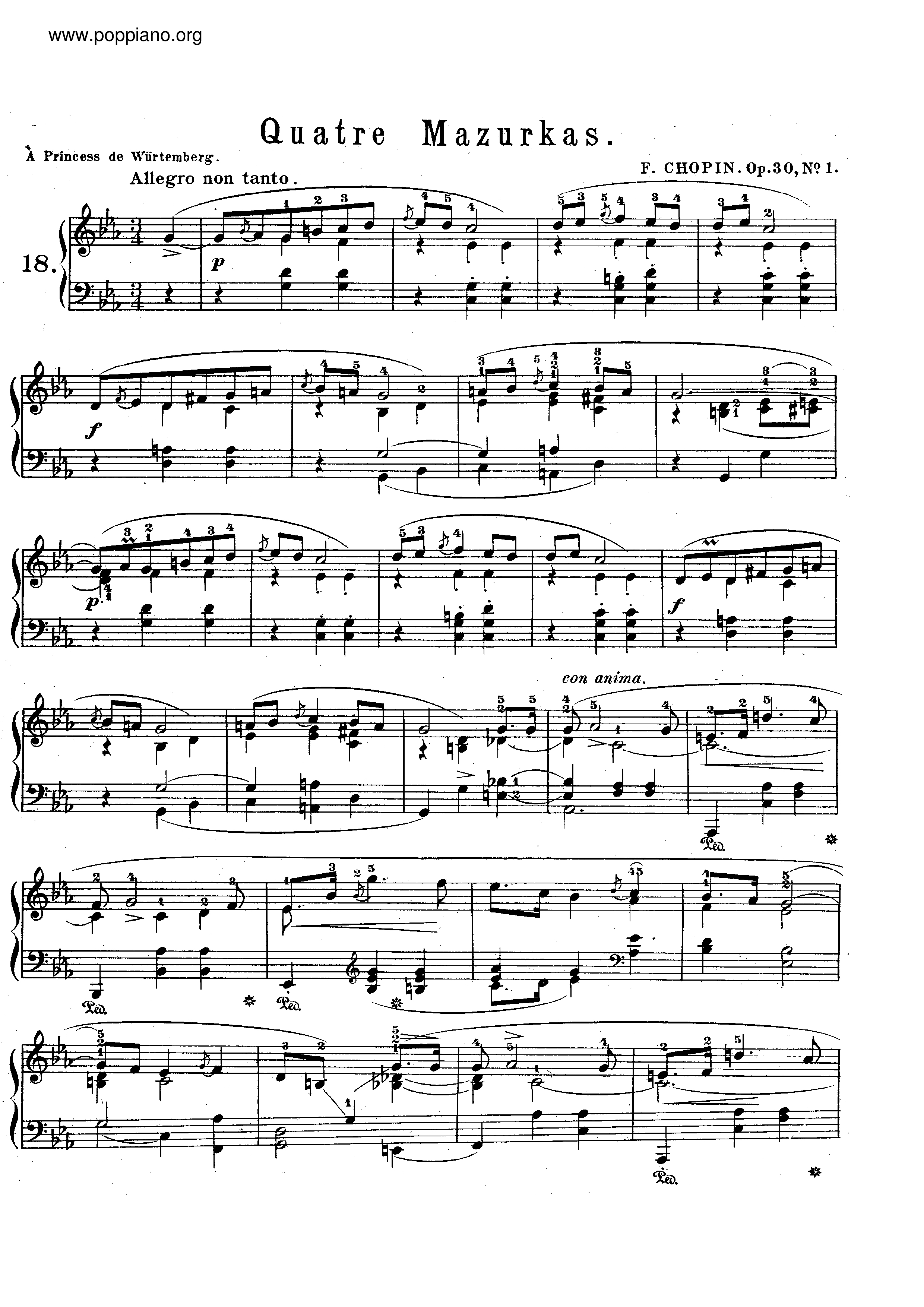 Mazurkas, Op. 30琴谱
