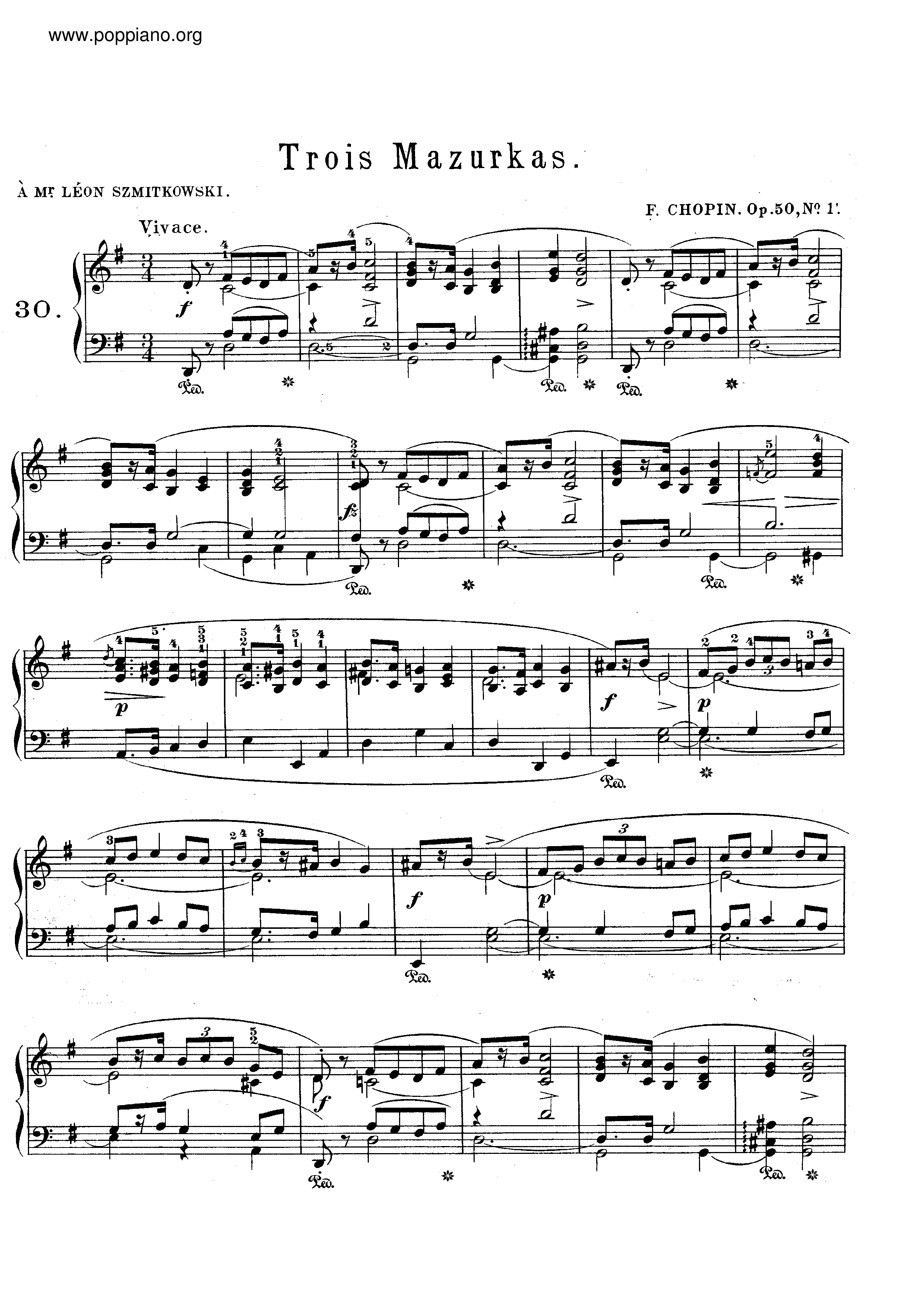 Mazurkas Op. 50琴譜