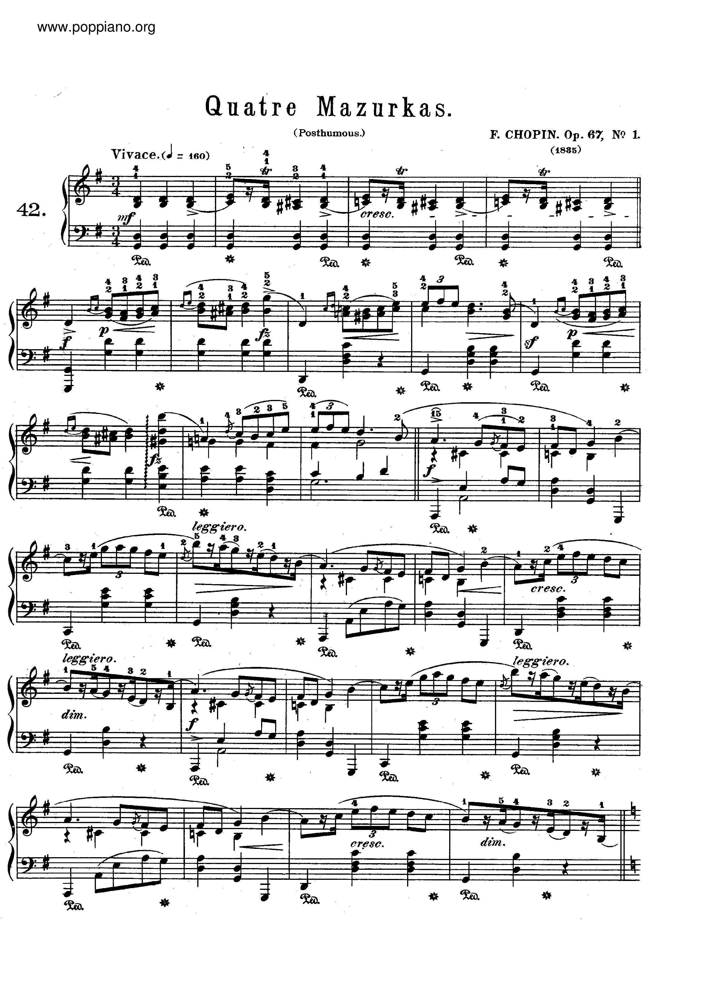 Mazurkas Op. 67琴谱