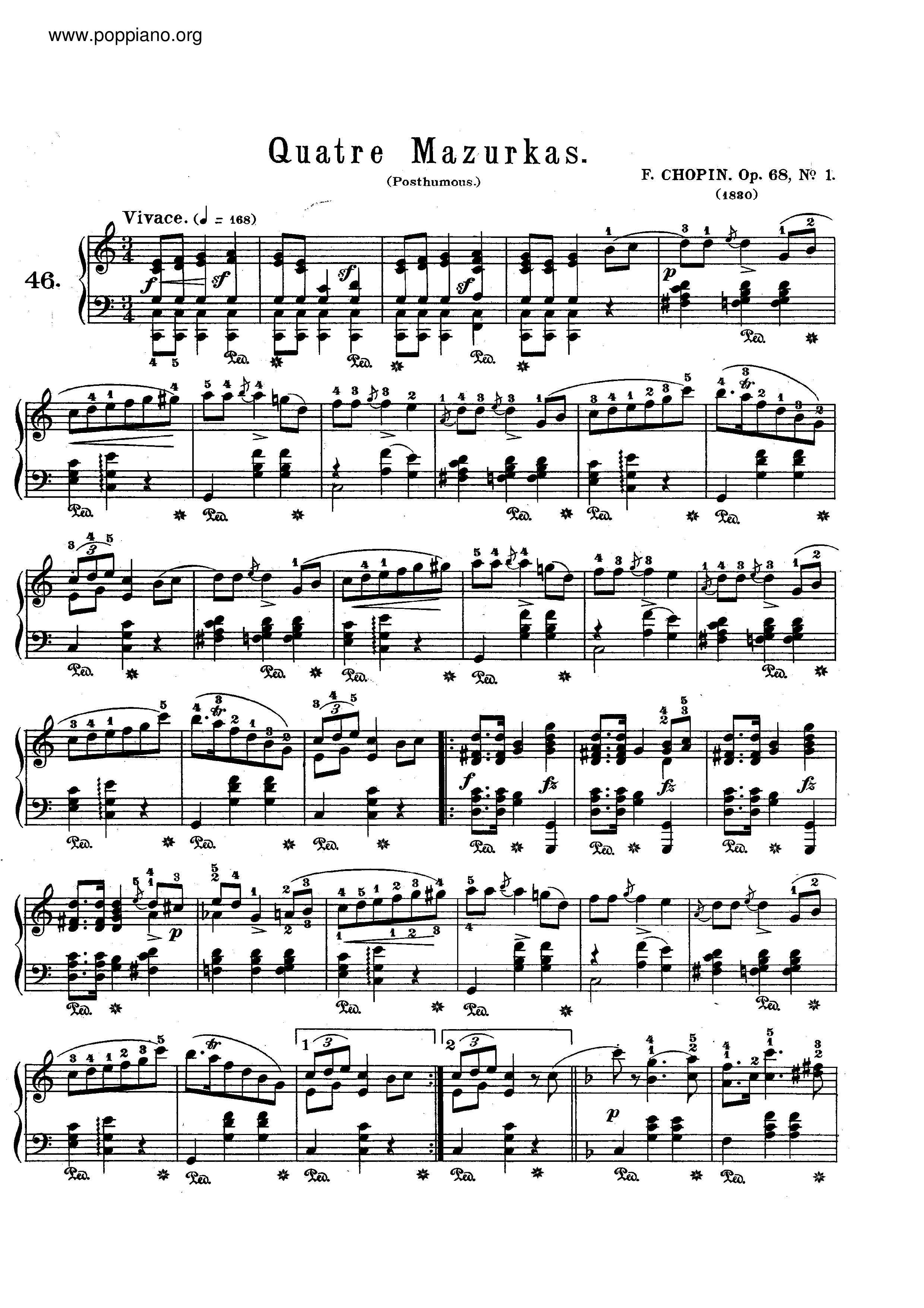 Mazurkas Op. 68ピアノ譜