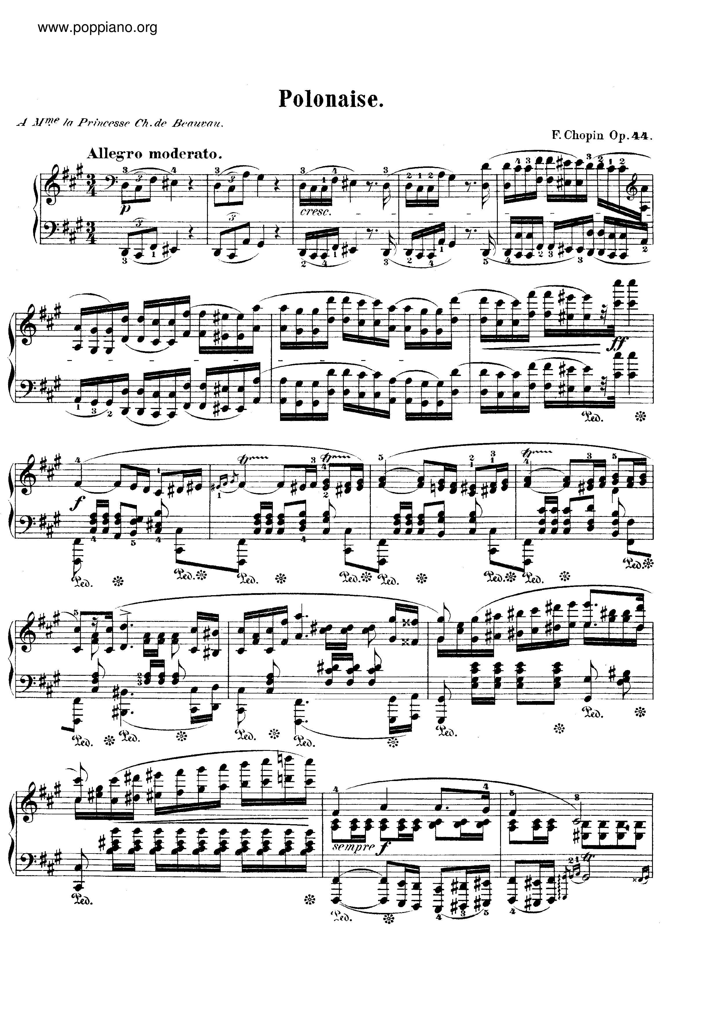 Polonaise in f sharp minor, Op. 44琴譜