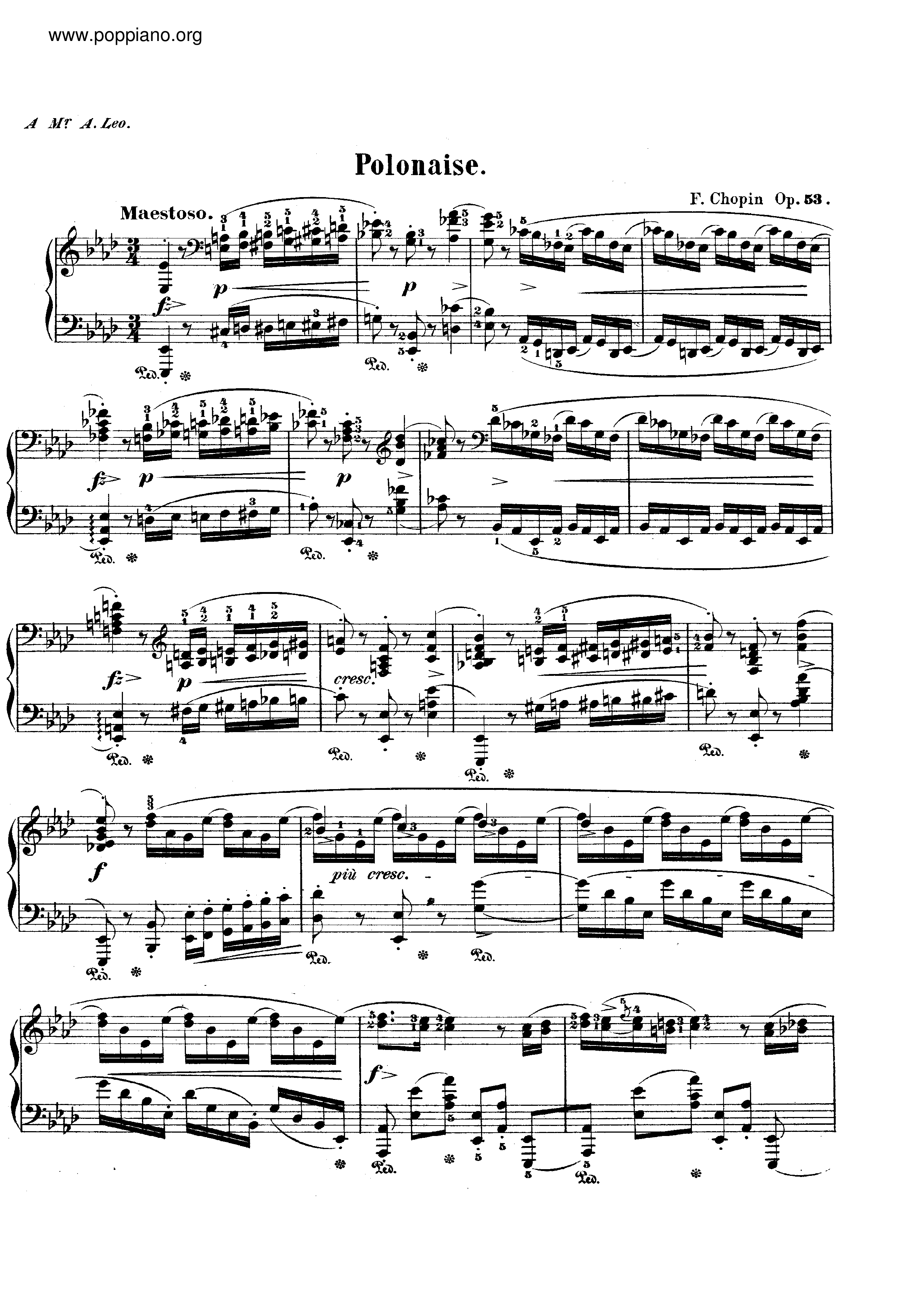 Polonaise in A flat major, Op. 53 英雄琴譜