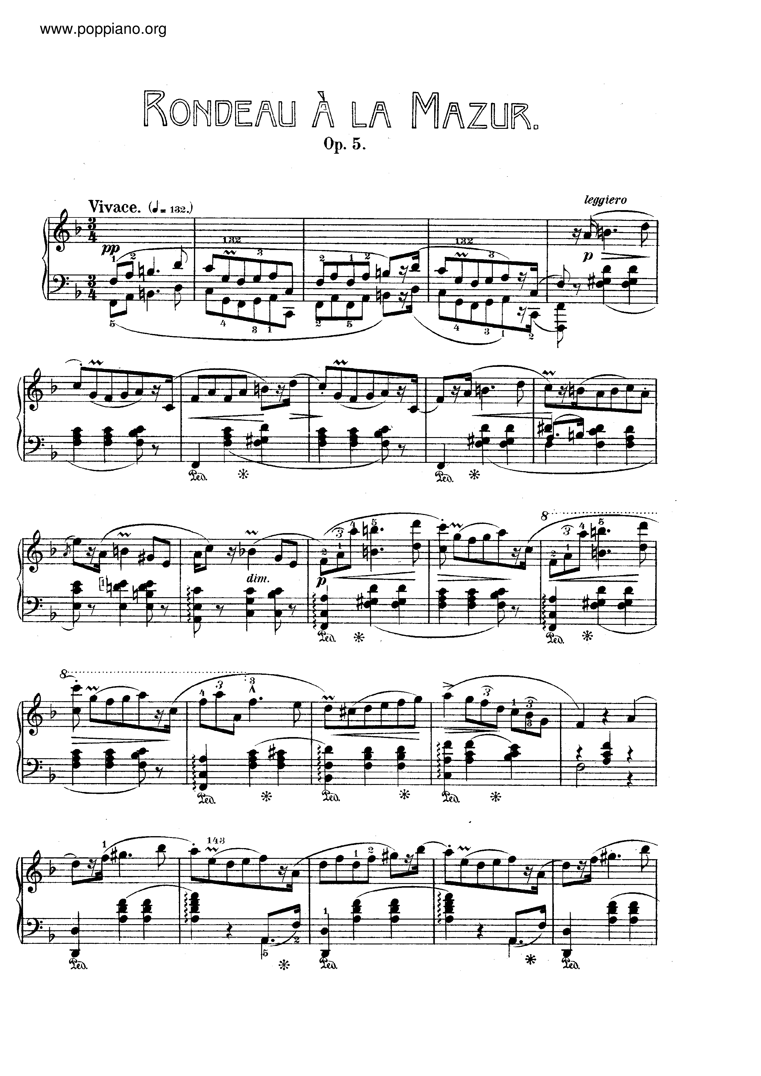 Rondo a la Mazur, Op. 5琴谱