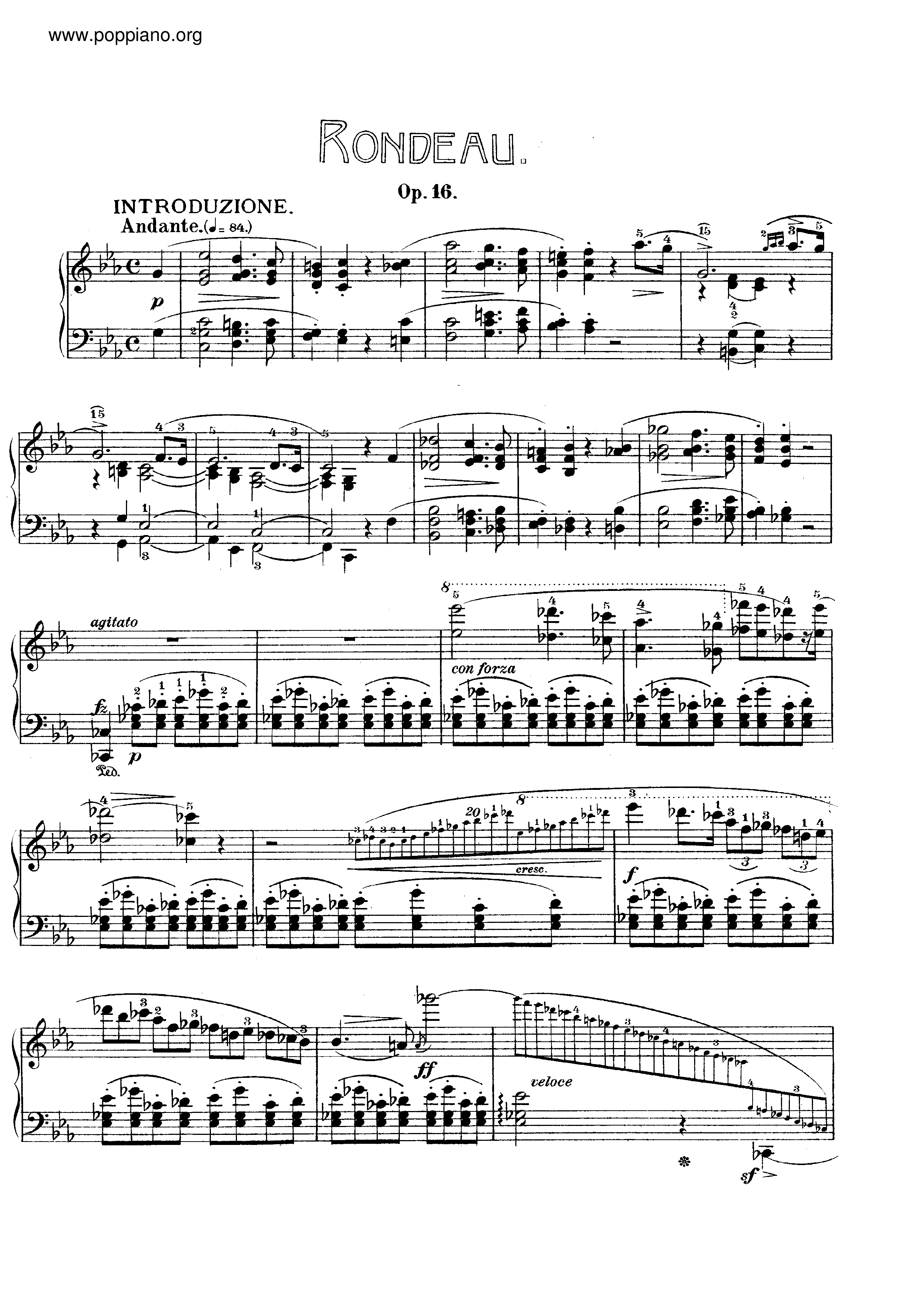 Rondo E flat Major, Op. 16ピアノ譜
