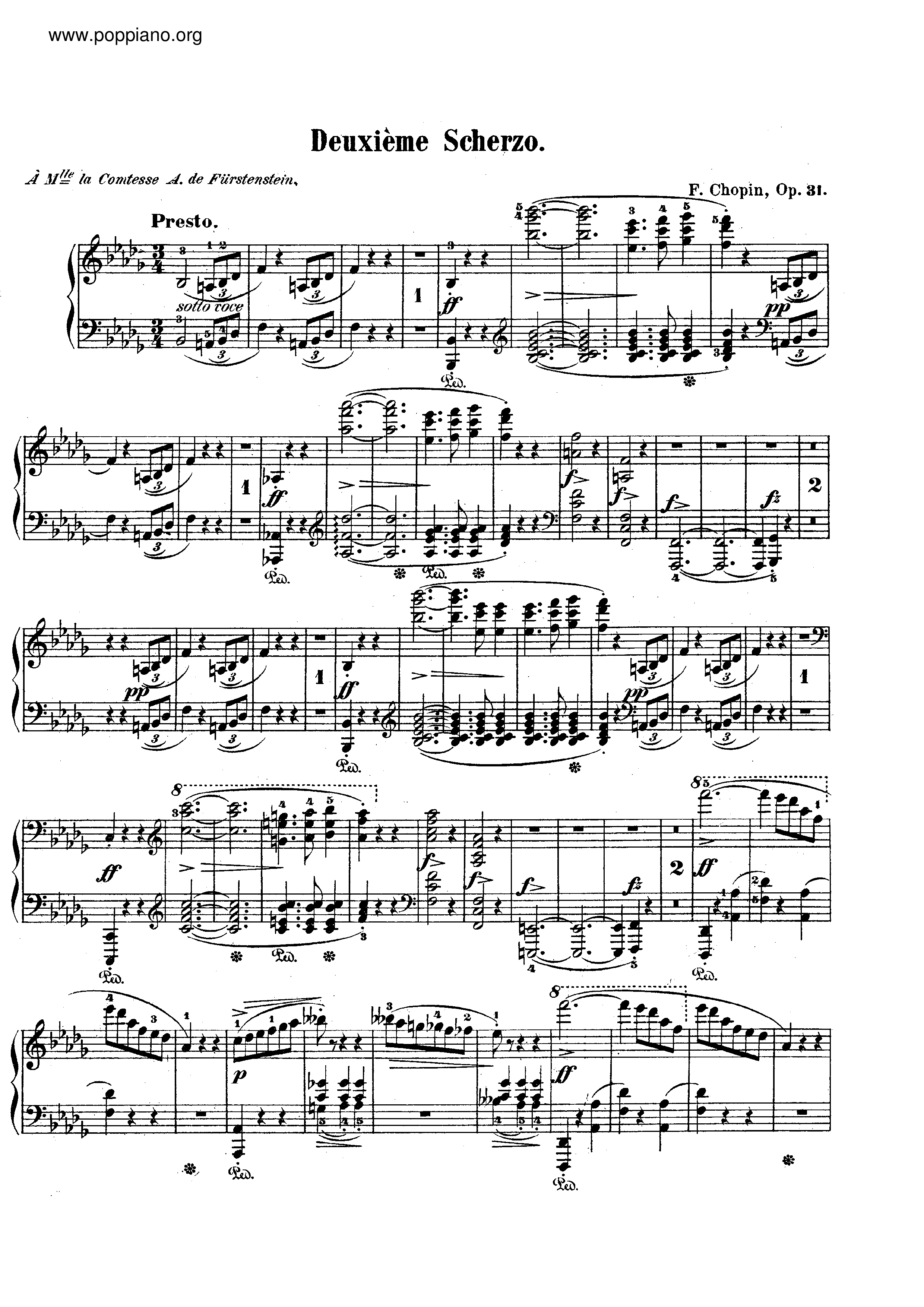 Scherzo in B flat Minor, Op. 31琴譜