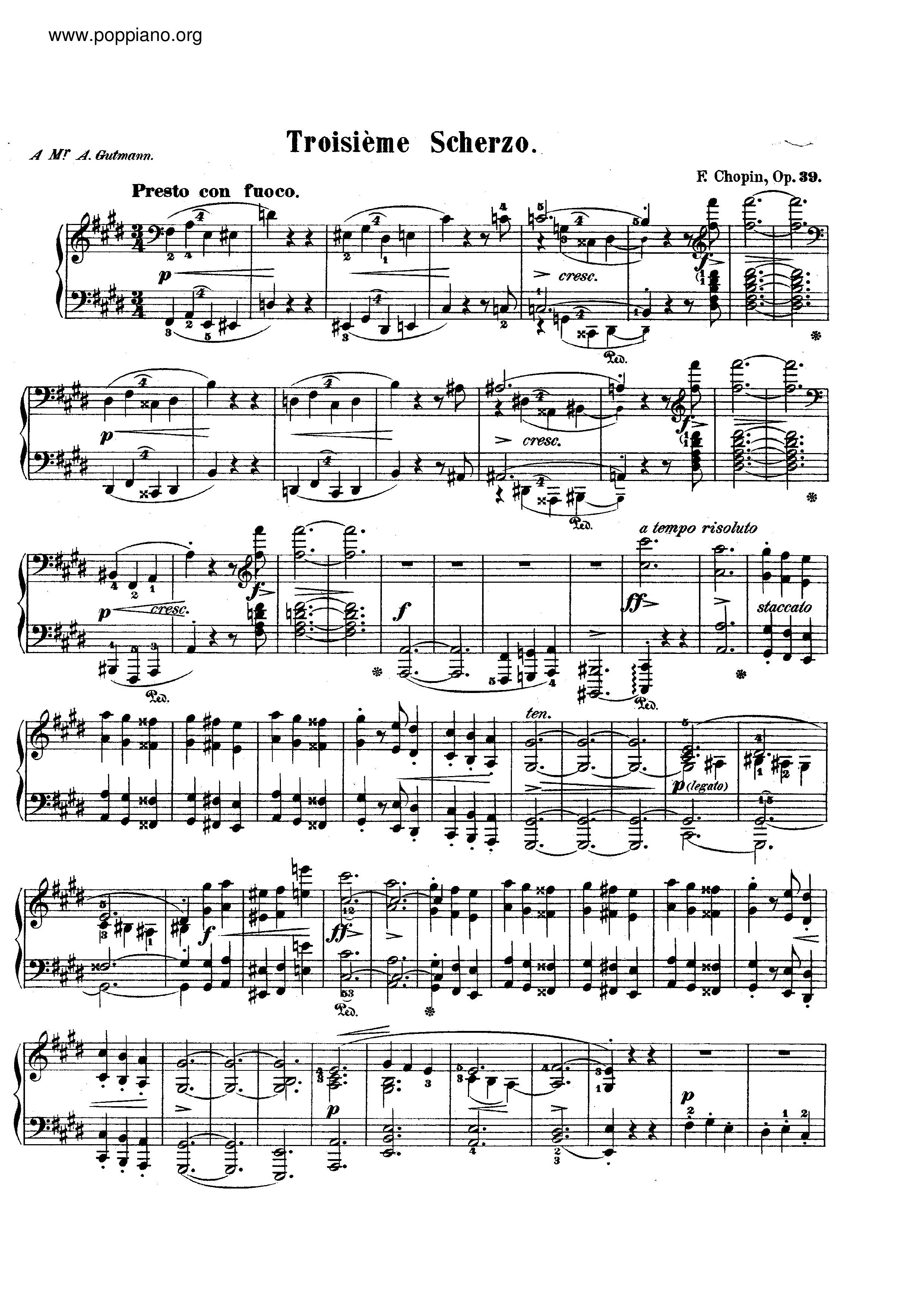 Scherzo in C sharp Minor, Op. 39ピアノ譜