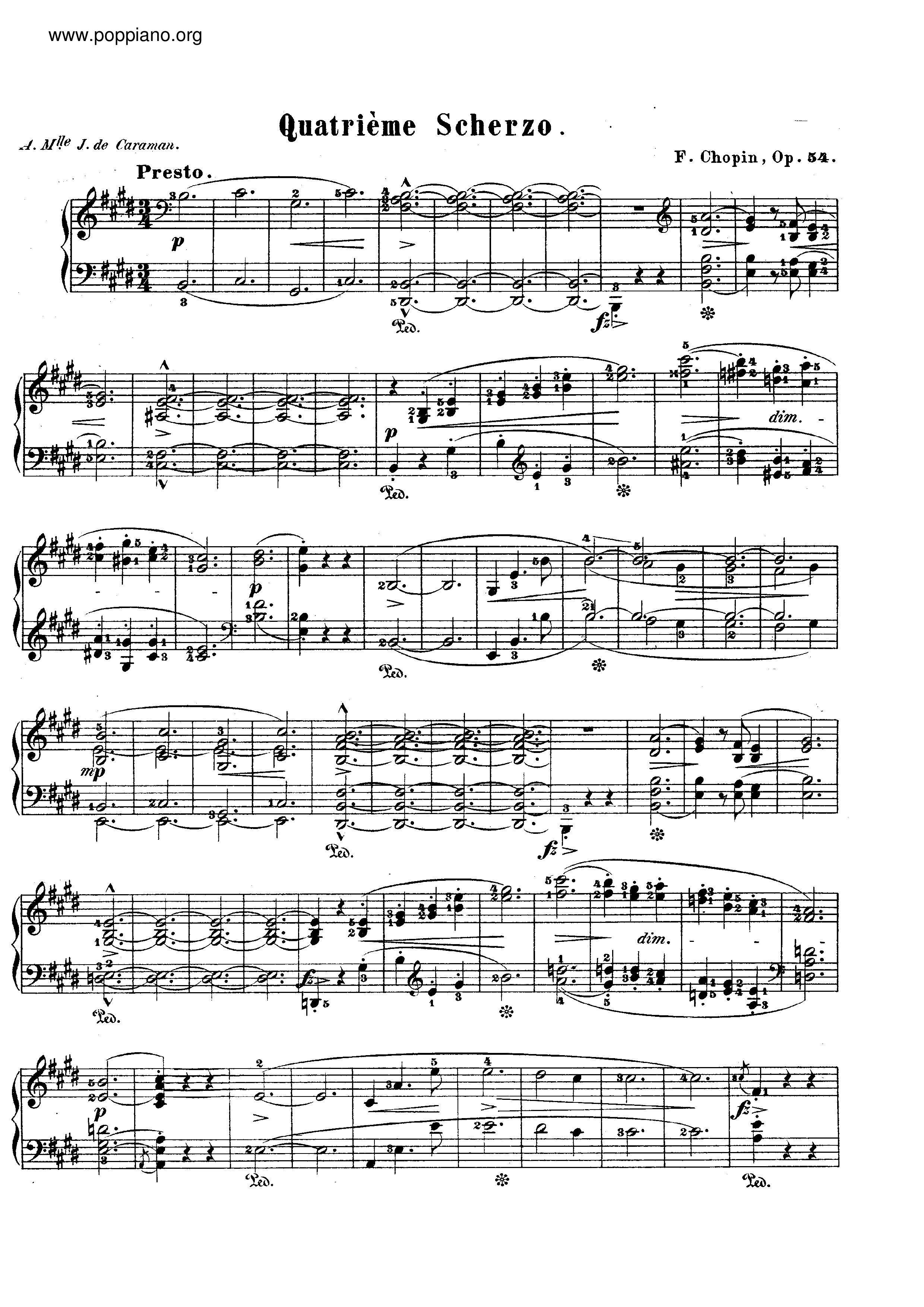 Scherzo in E Major, Op. 54 Score