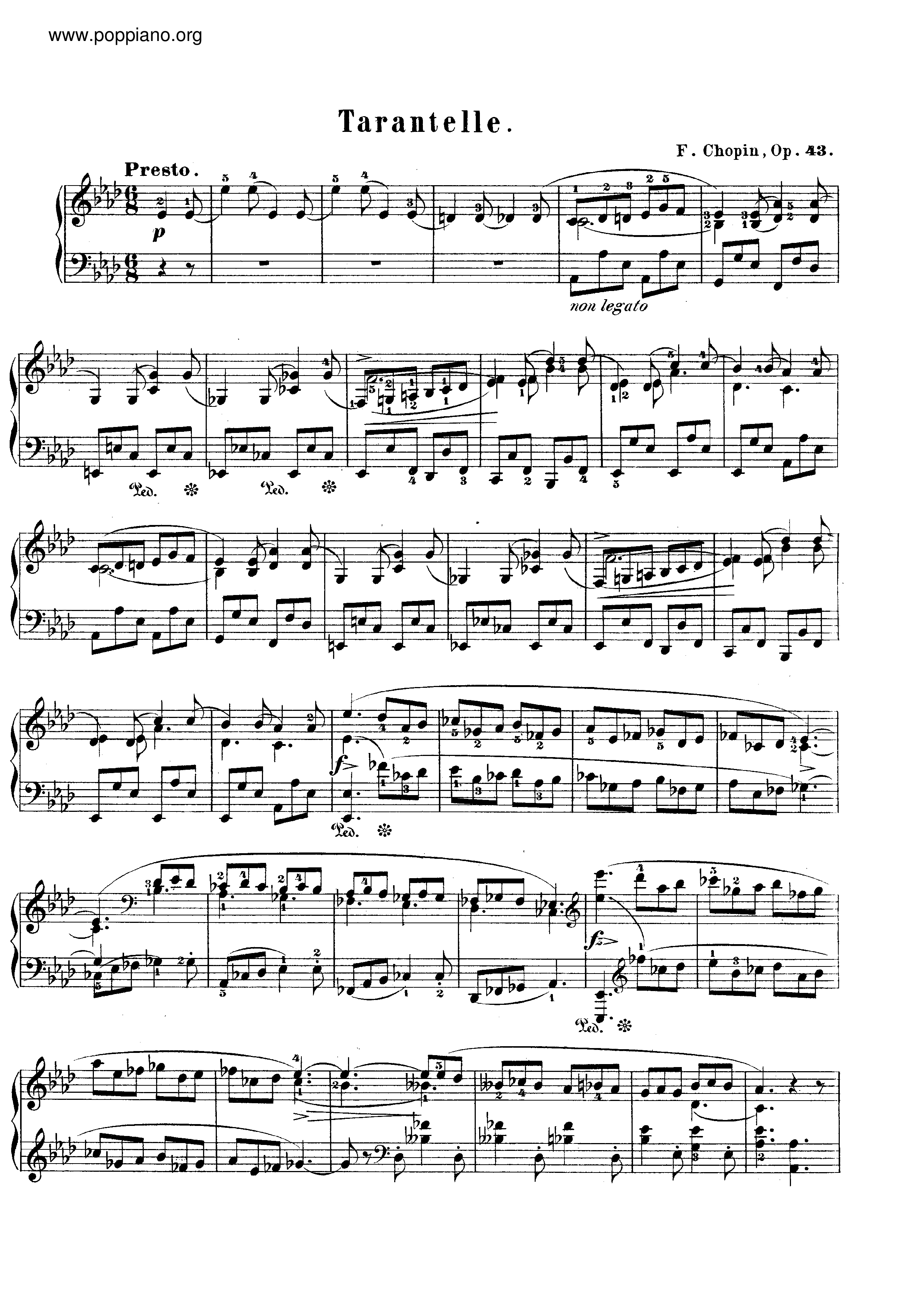 ☆Frederic Chopin - Tarantella Op. 43 ピアノ譜pdf- 香港