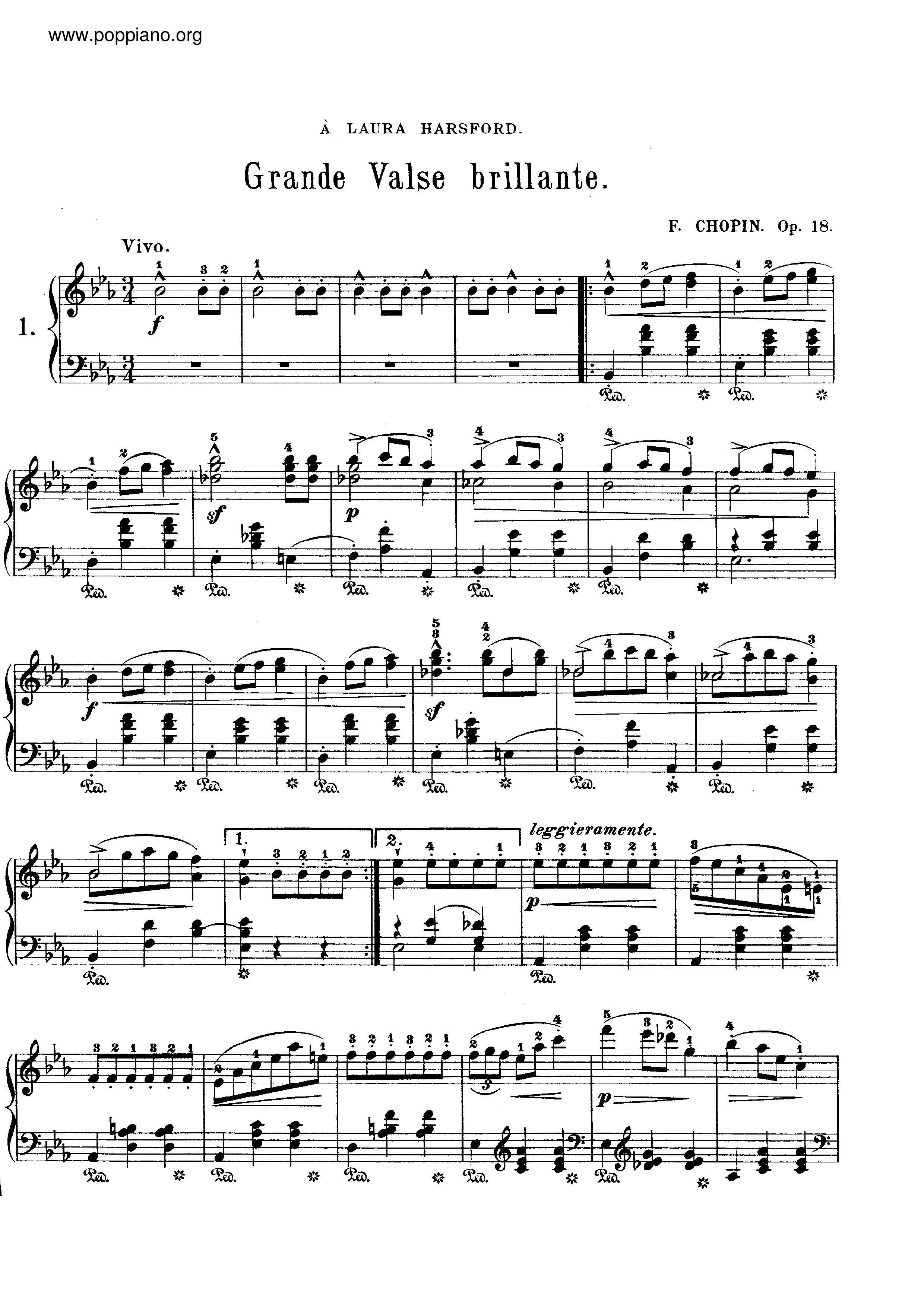 Op. 18, Grande Waltz Brillante琴譜