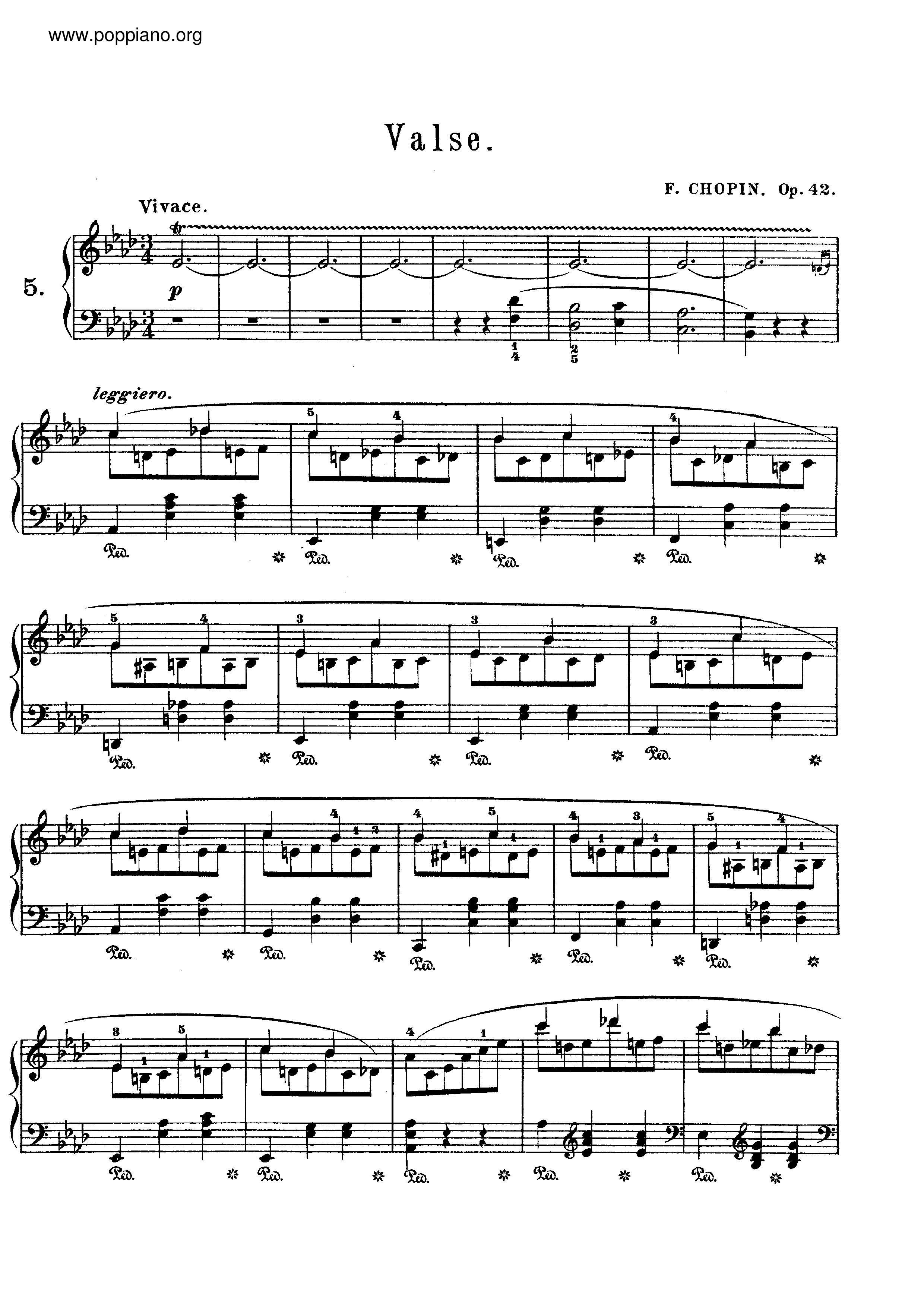 Waltz in A-flat major Op. 42 Score