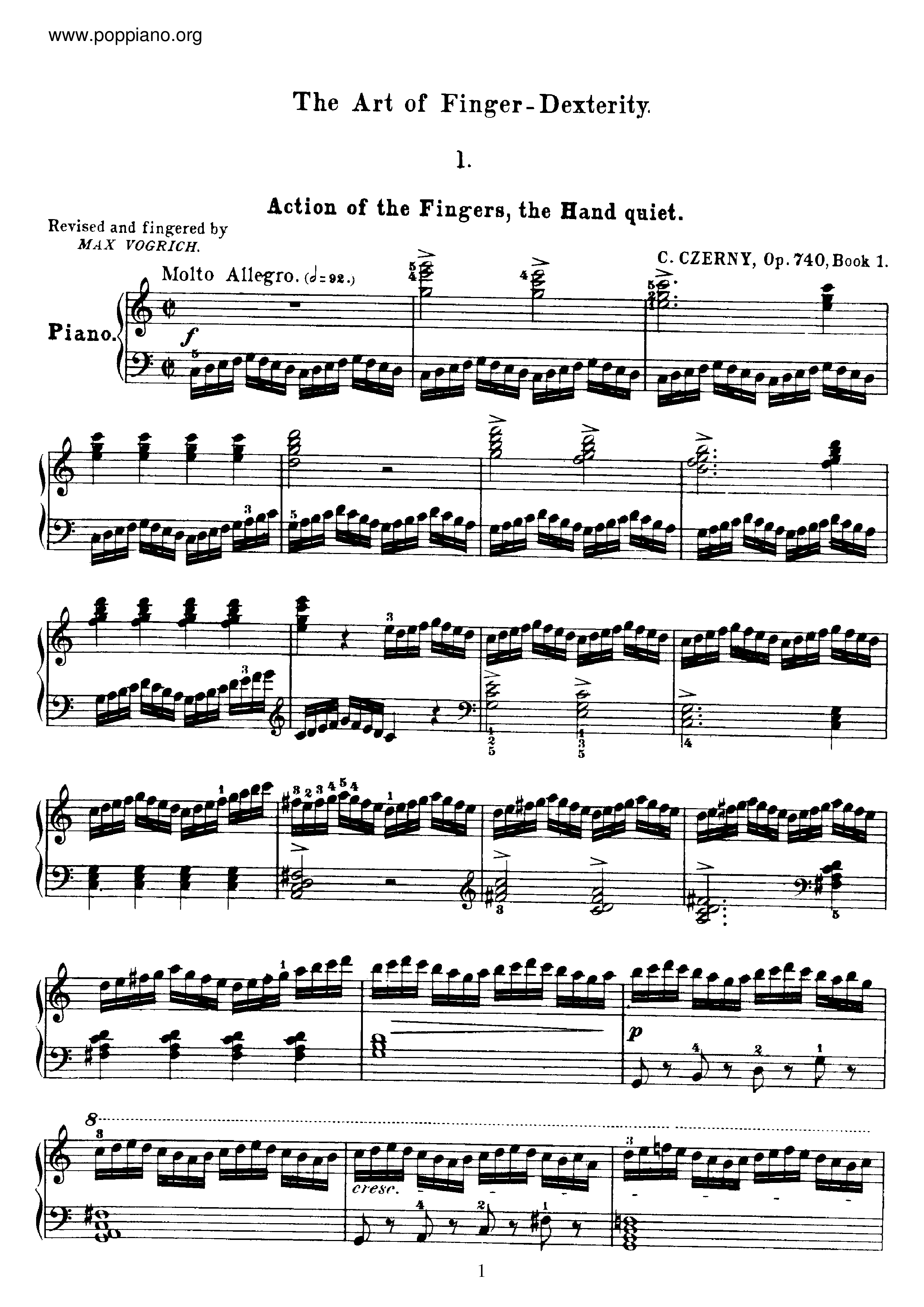 The Art Of Finger Dexterity, Op.740 book 1ピアノ譜