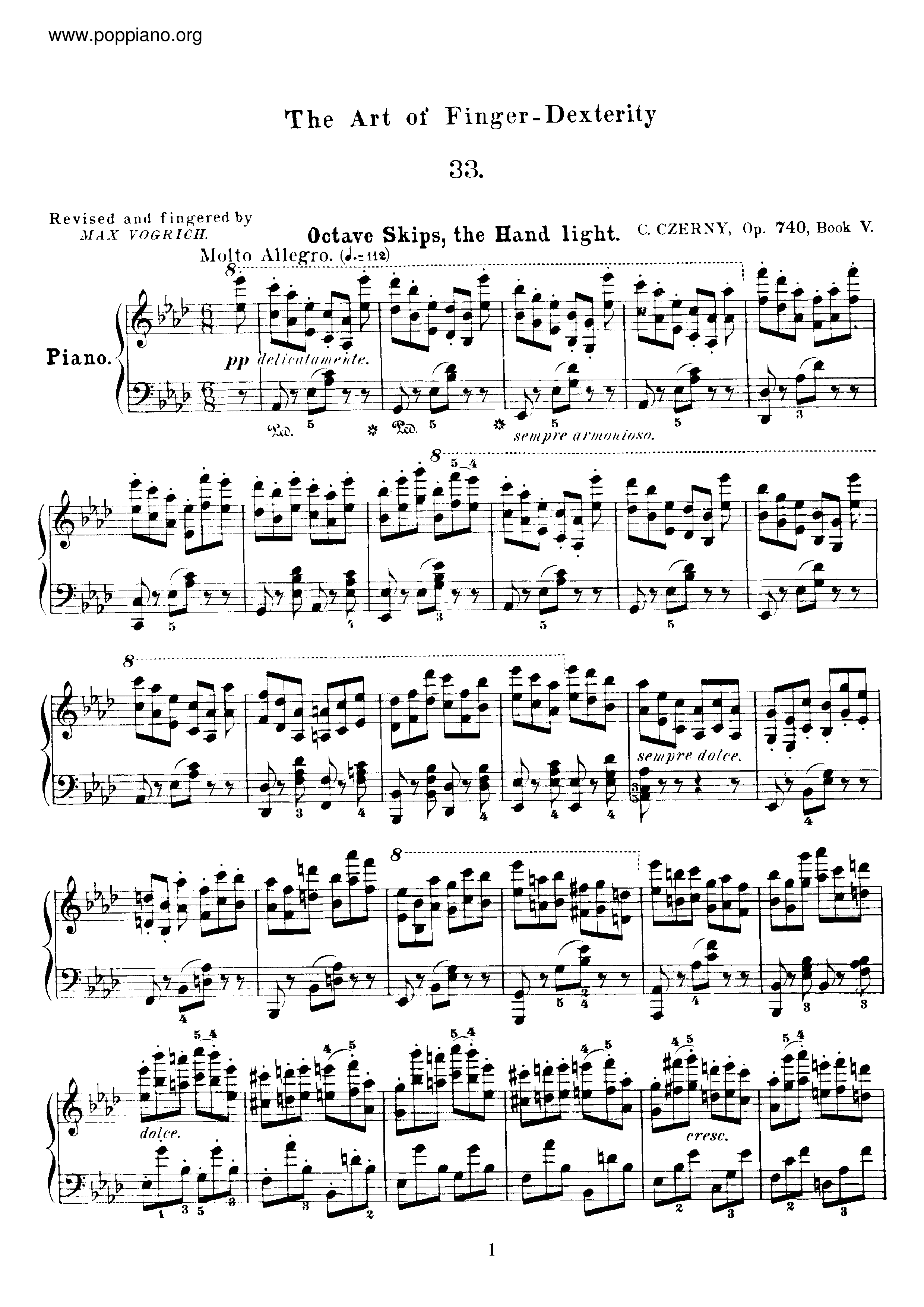 The Art Of Finger Dexterity, Op.740 Book 5ピアノ譜