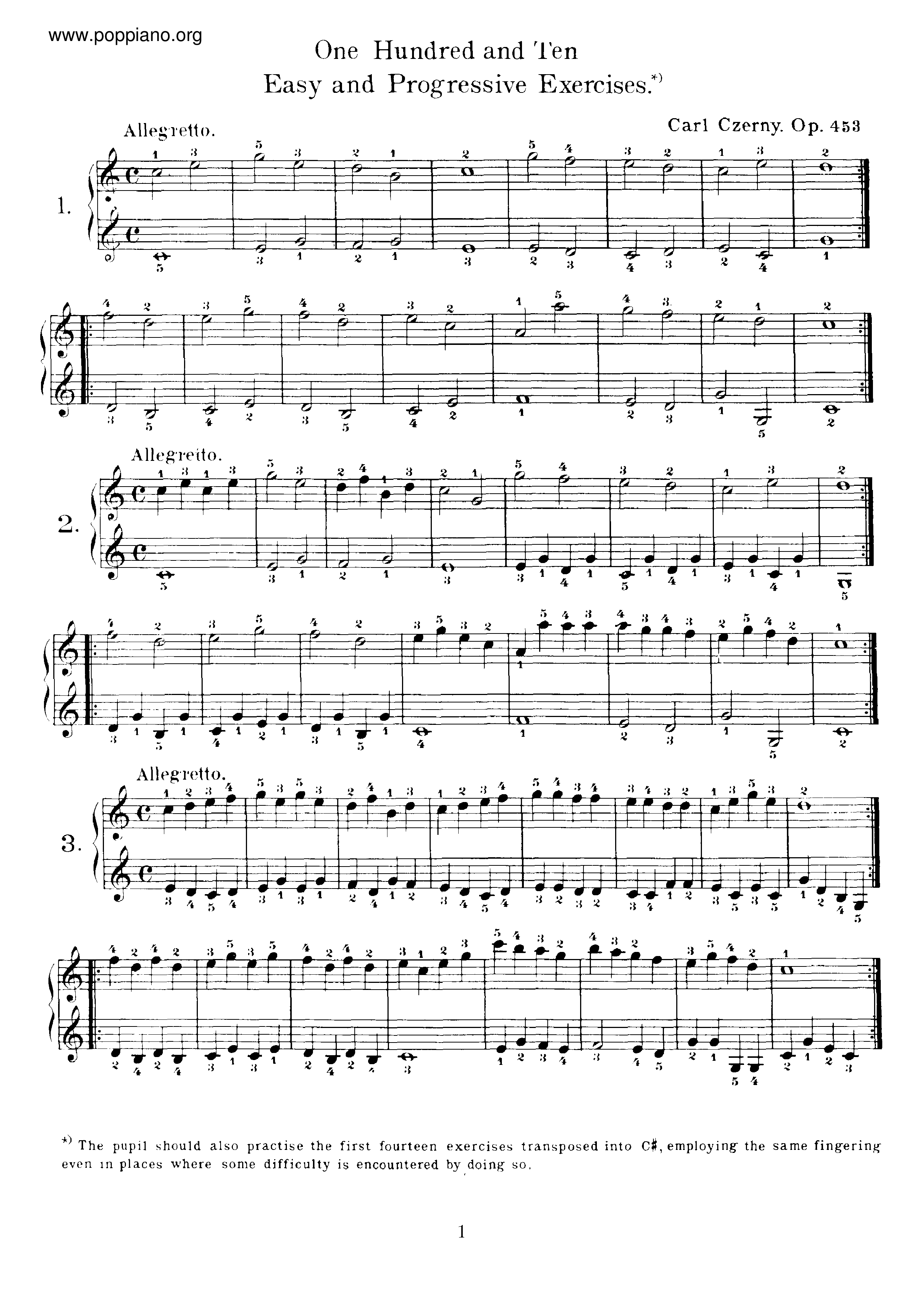 110 Progressive Excercises, Op.453ピアノ譜