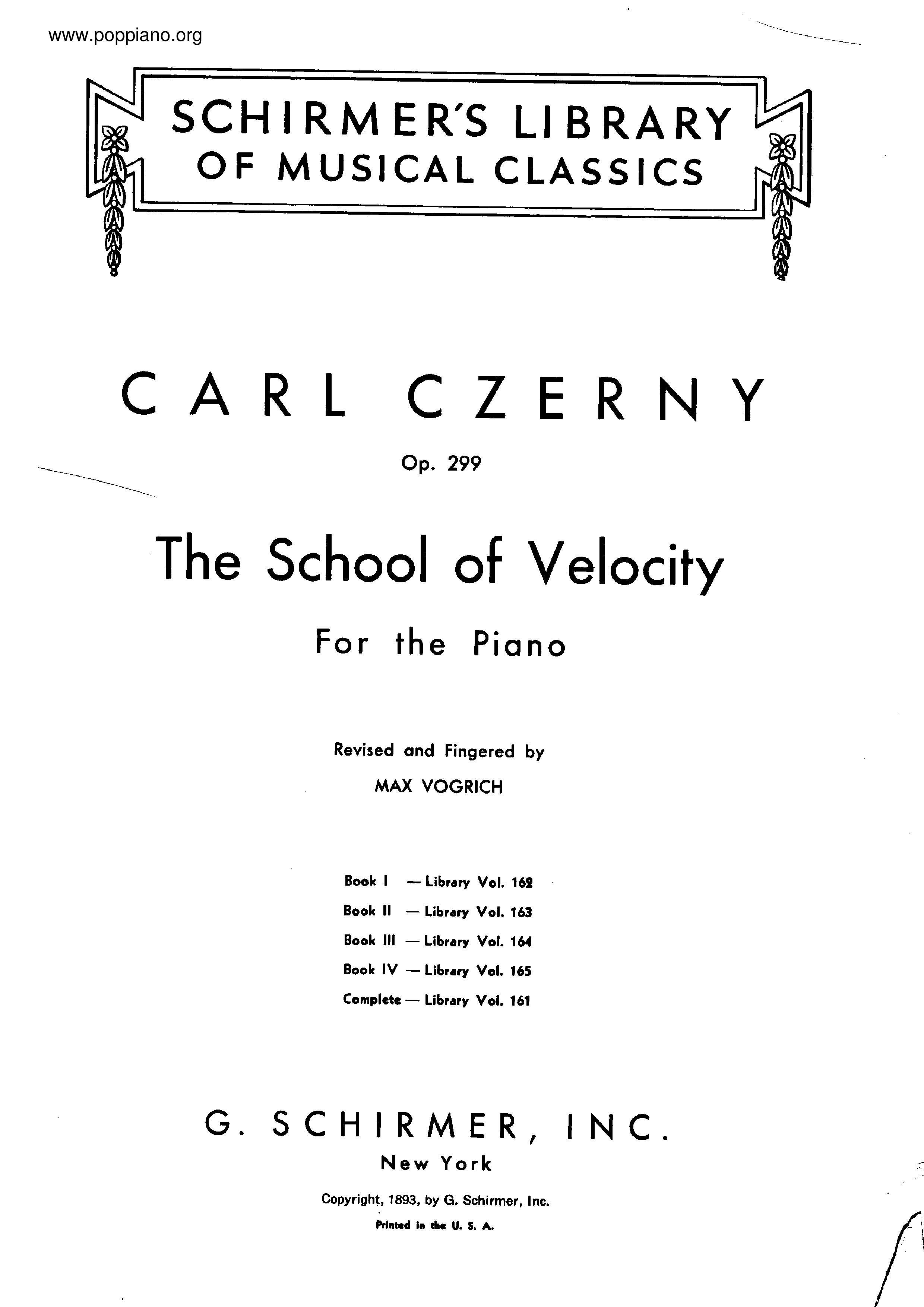 School Of Velocity, Op.299 book 1ピアノ譜
