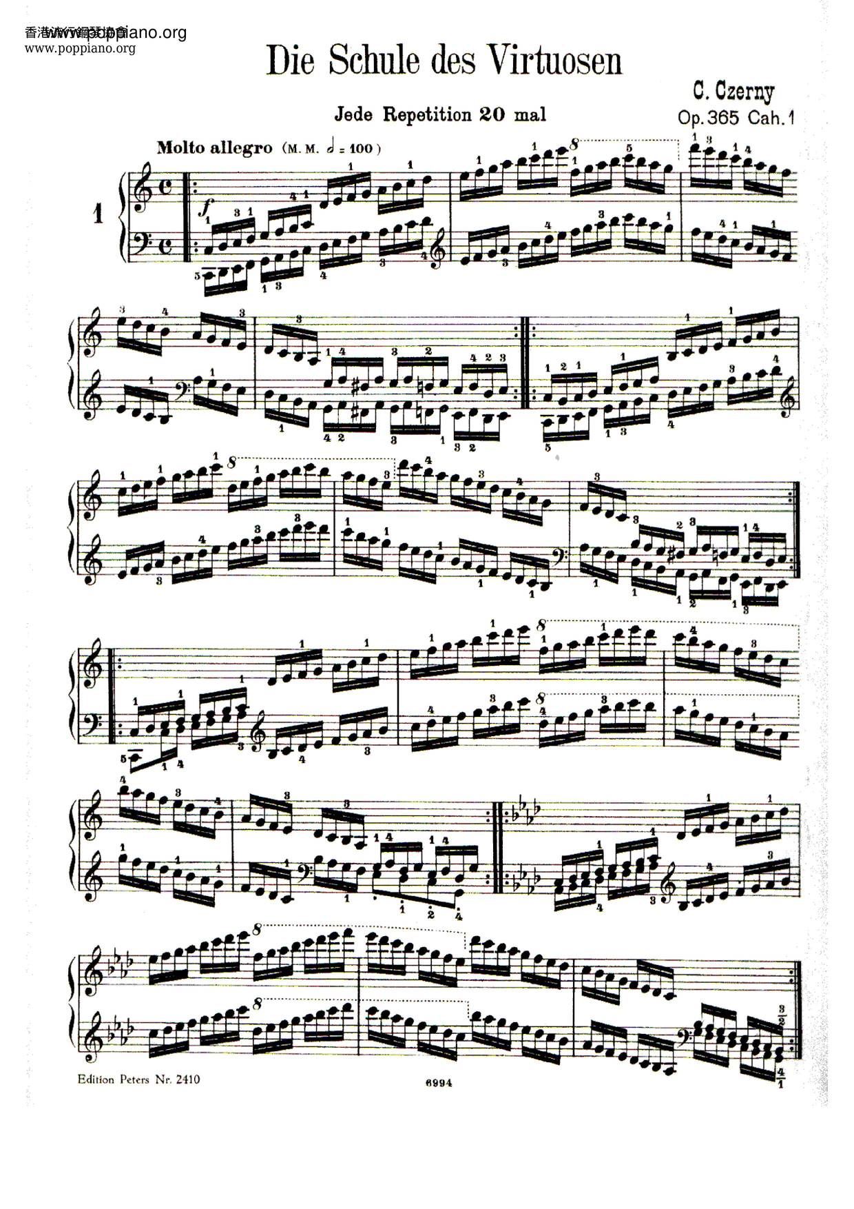 School Of Virtuosos, Op.365 Book 1ピアノ譜