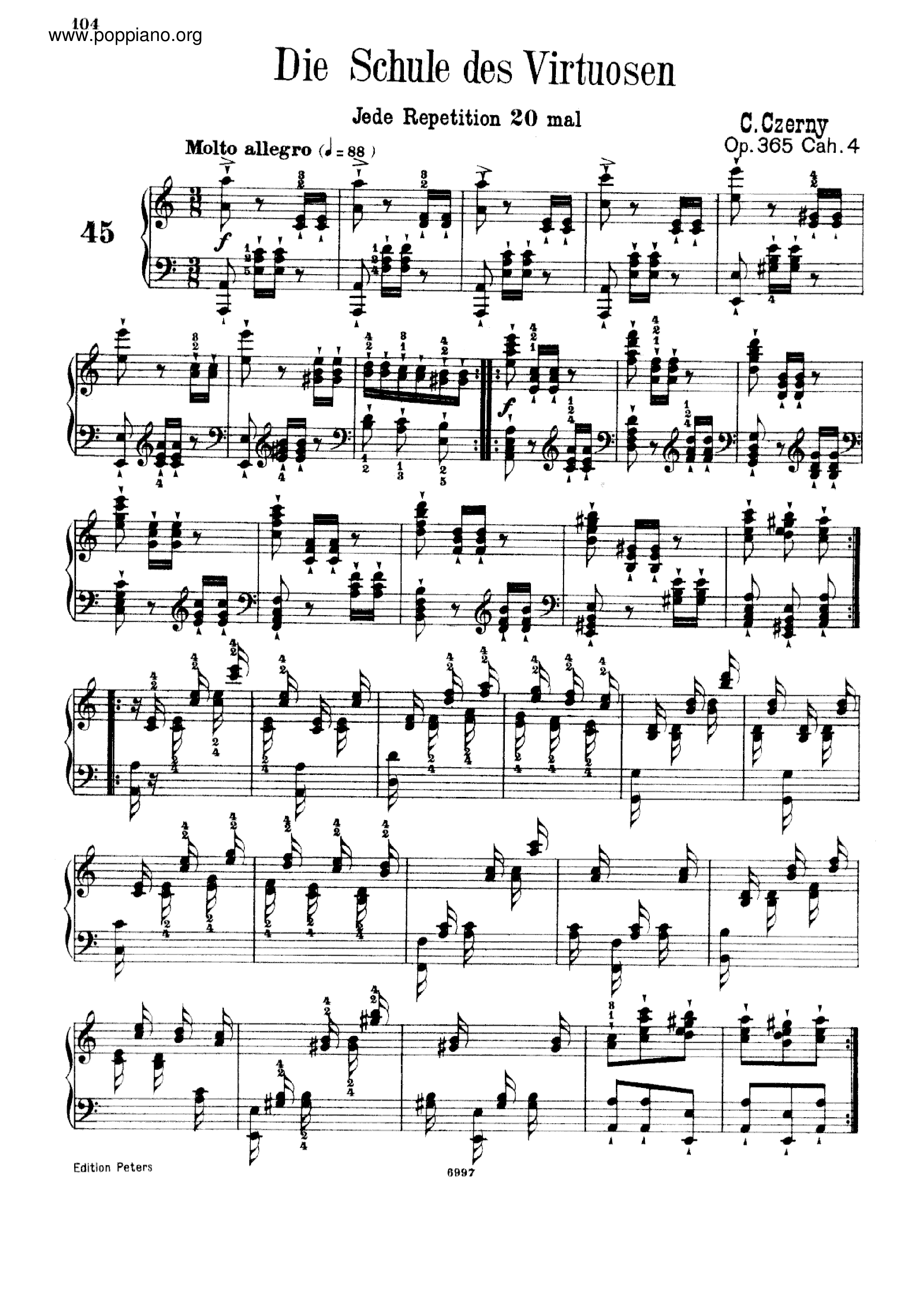 School Of Virtuosos, Op.365 Book 4ピアノ譜