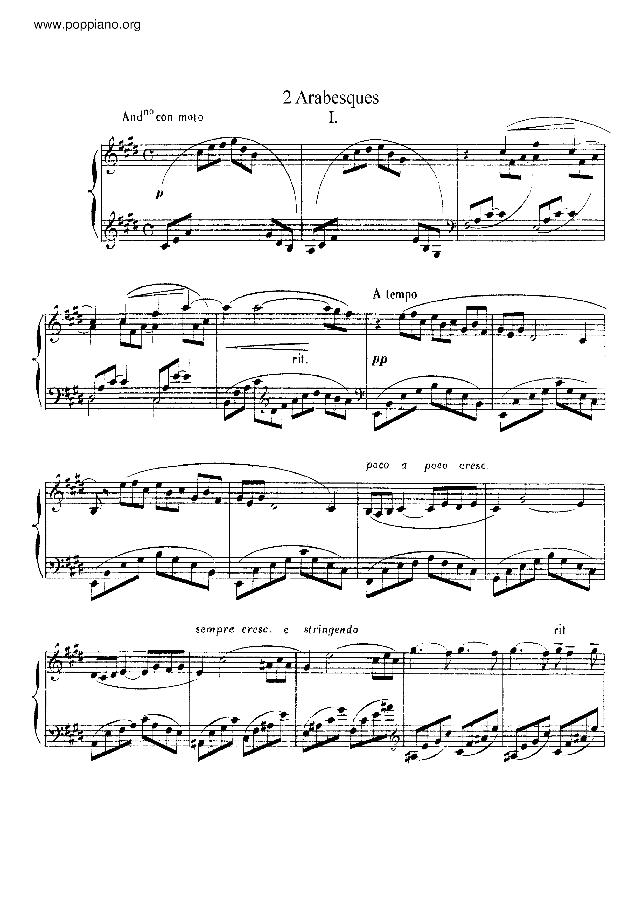 2 Arabesques, L.66 Score