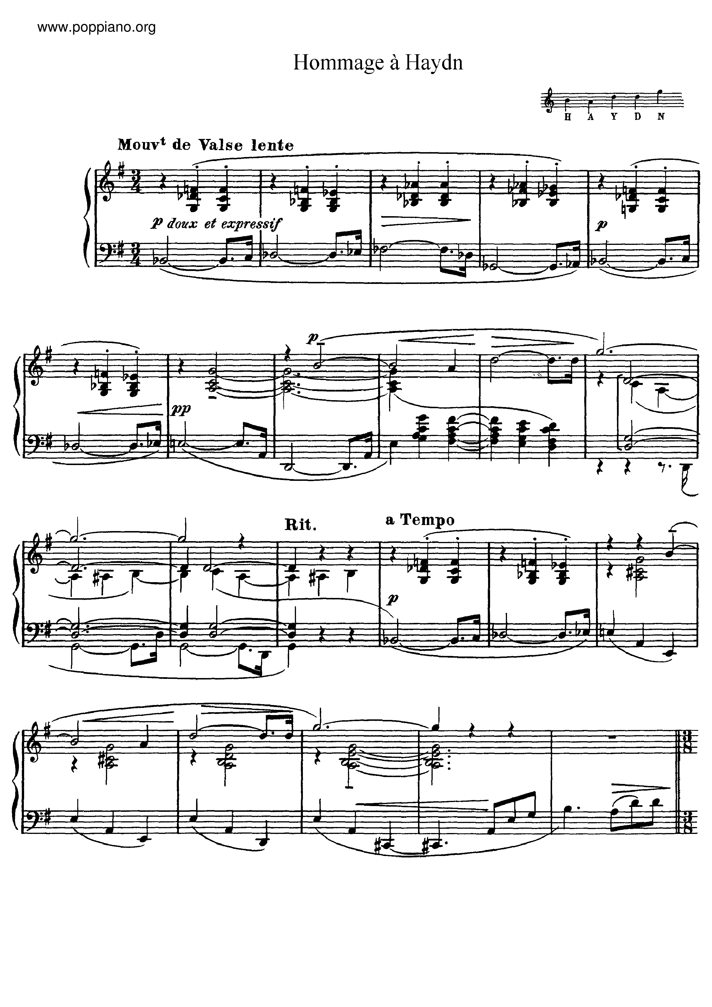Hommage a Haydn, L. 115ピアノ譜