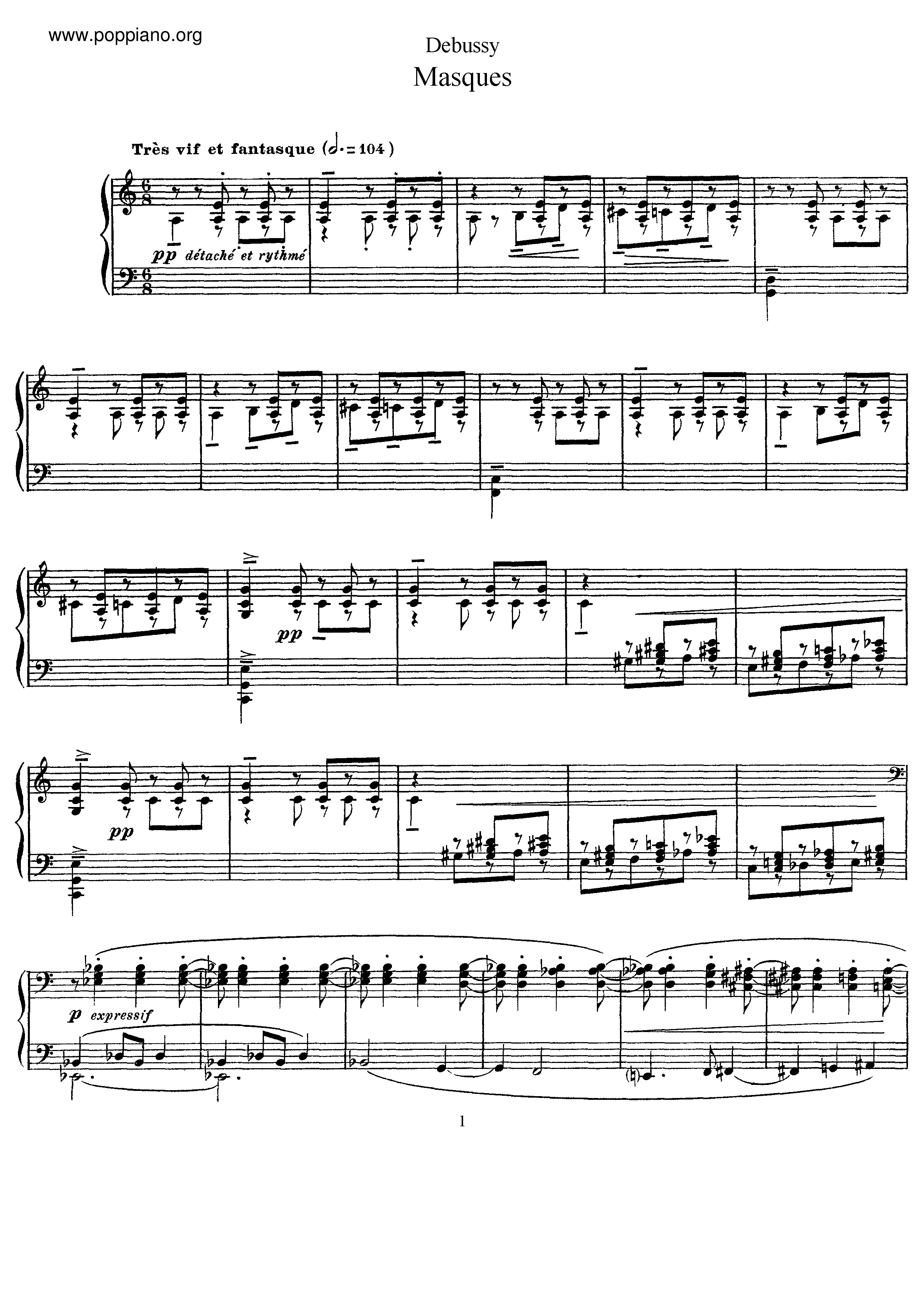 Masques, CD 110 Score